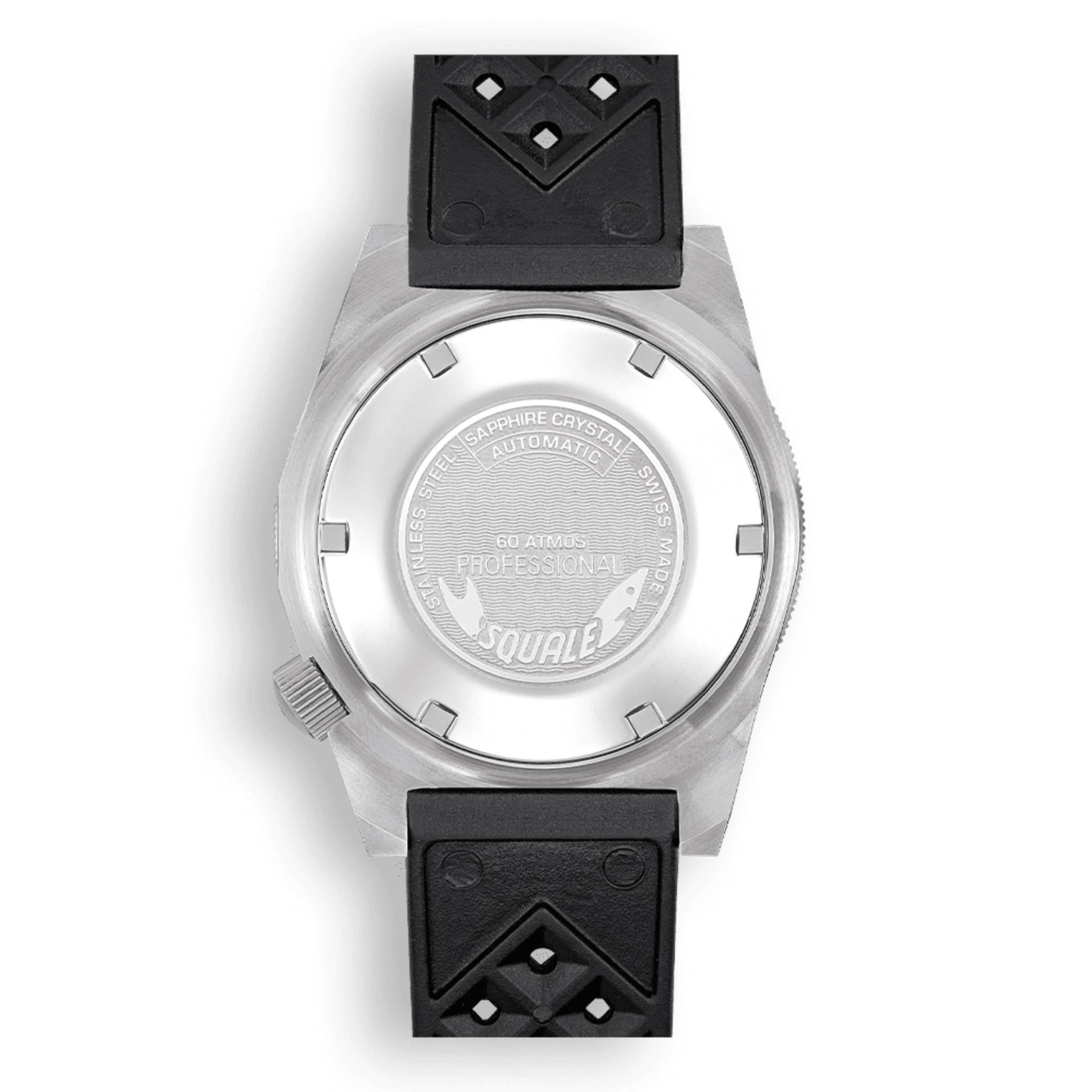 Squale Matic Satin Automatik Schwarzes Zifferblatt Gummiband Herrenarmbanduhr MATICXSG.HT