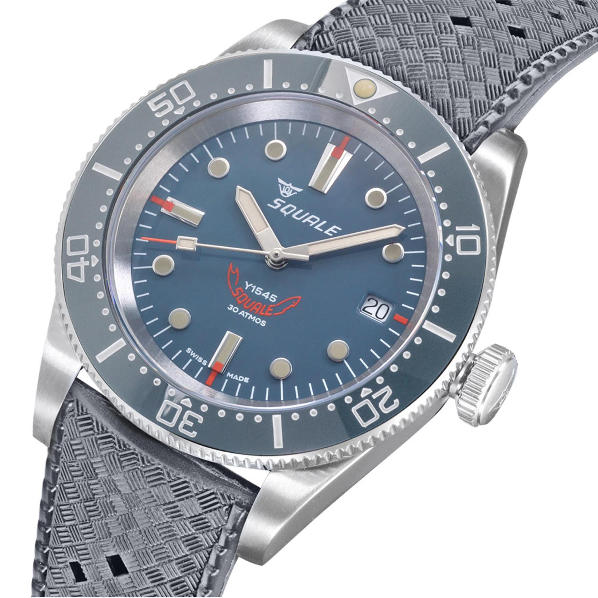 Squale 1545 Automatik Graues Zifferblatt Gummiband Herrenarmbanduhr 1545GG.HTG