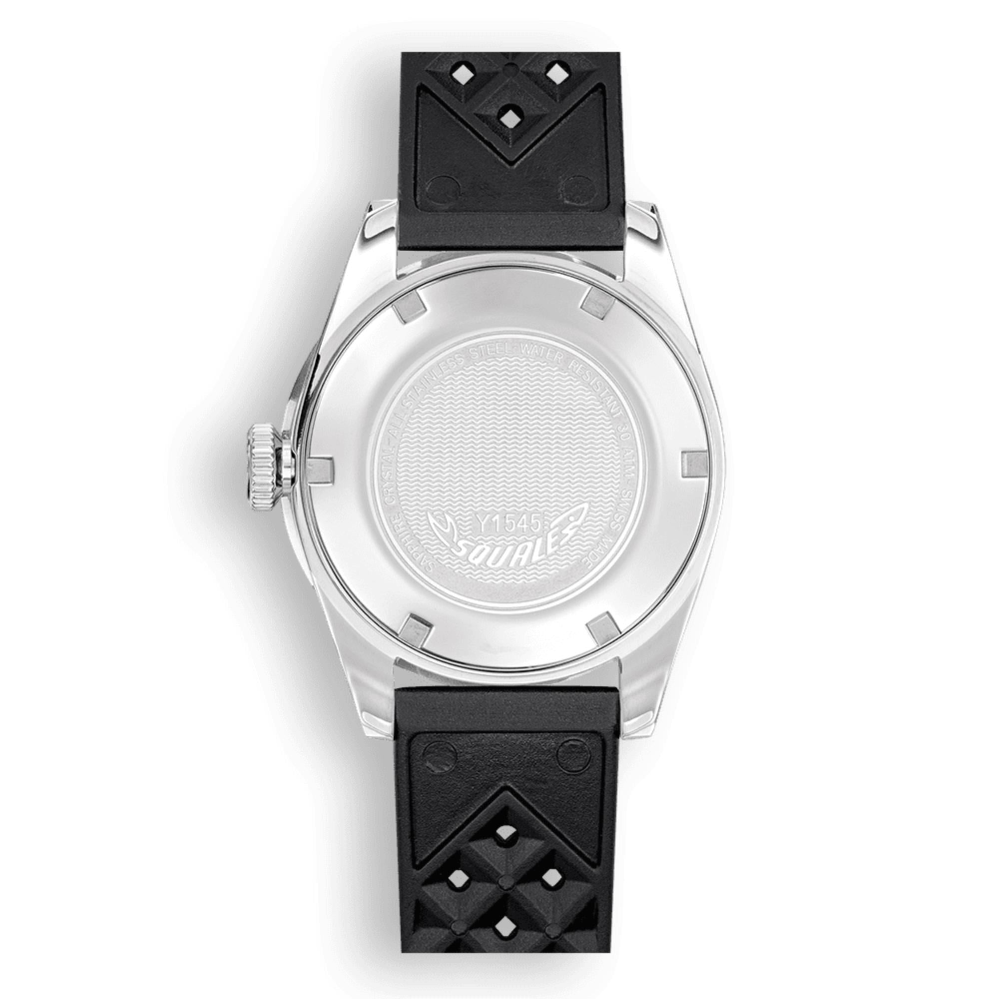 Squale 1545 Stahl Automatik Schwarzes Zifferblatt Gummiband Herrenarmbanduhr 1545SSBK.HT