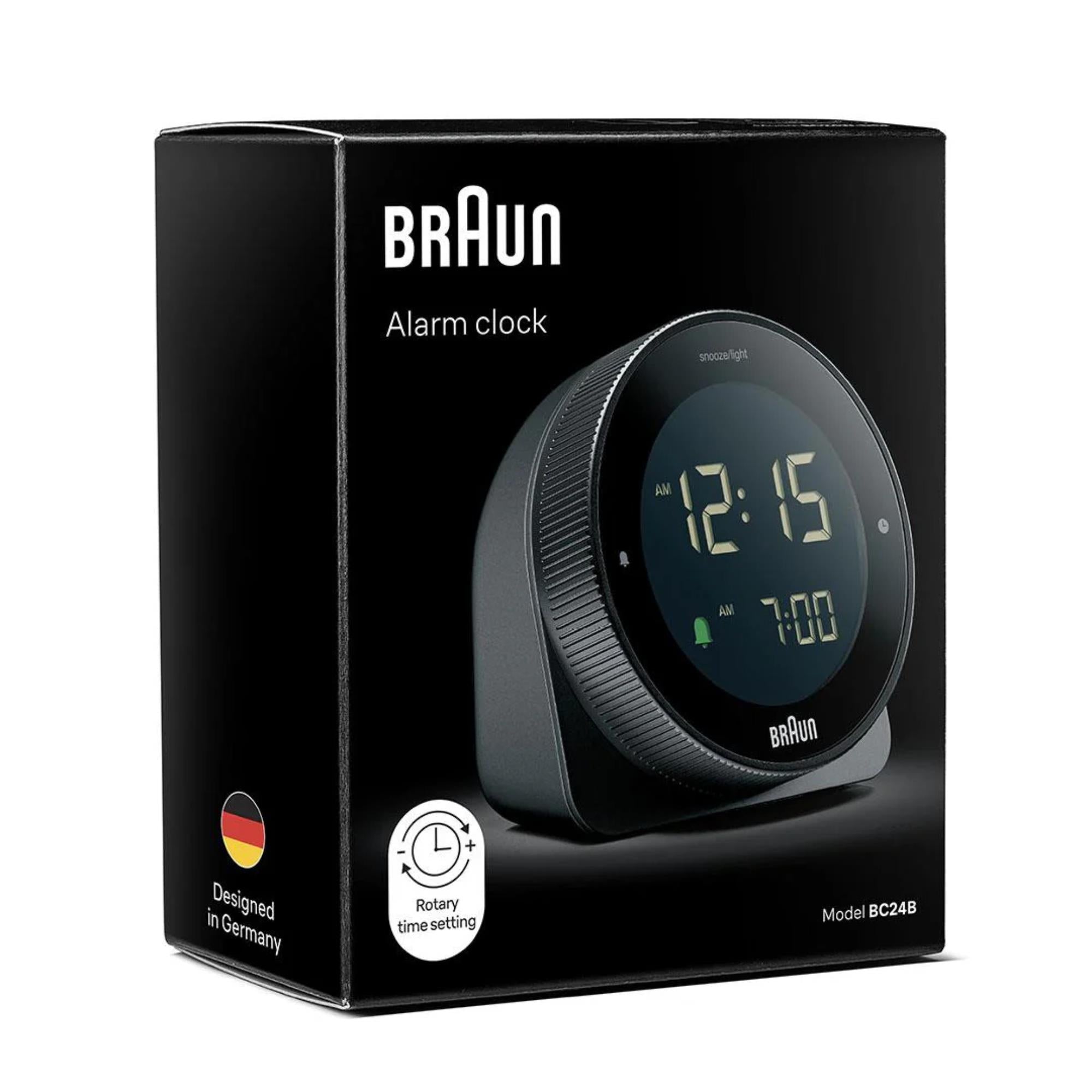 Braun Black Touch Display Digital Alarm Clock BC24B - WatchNation