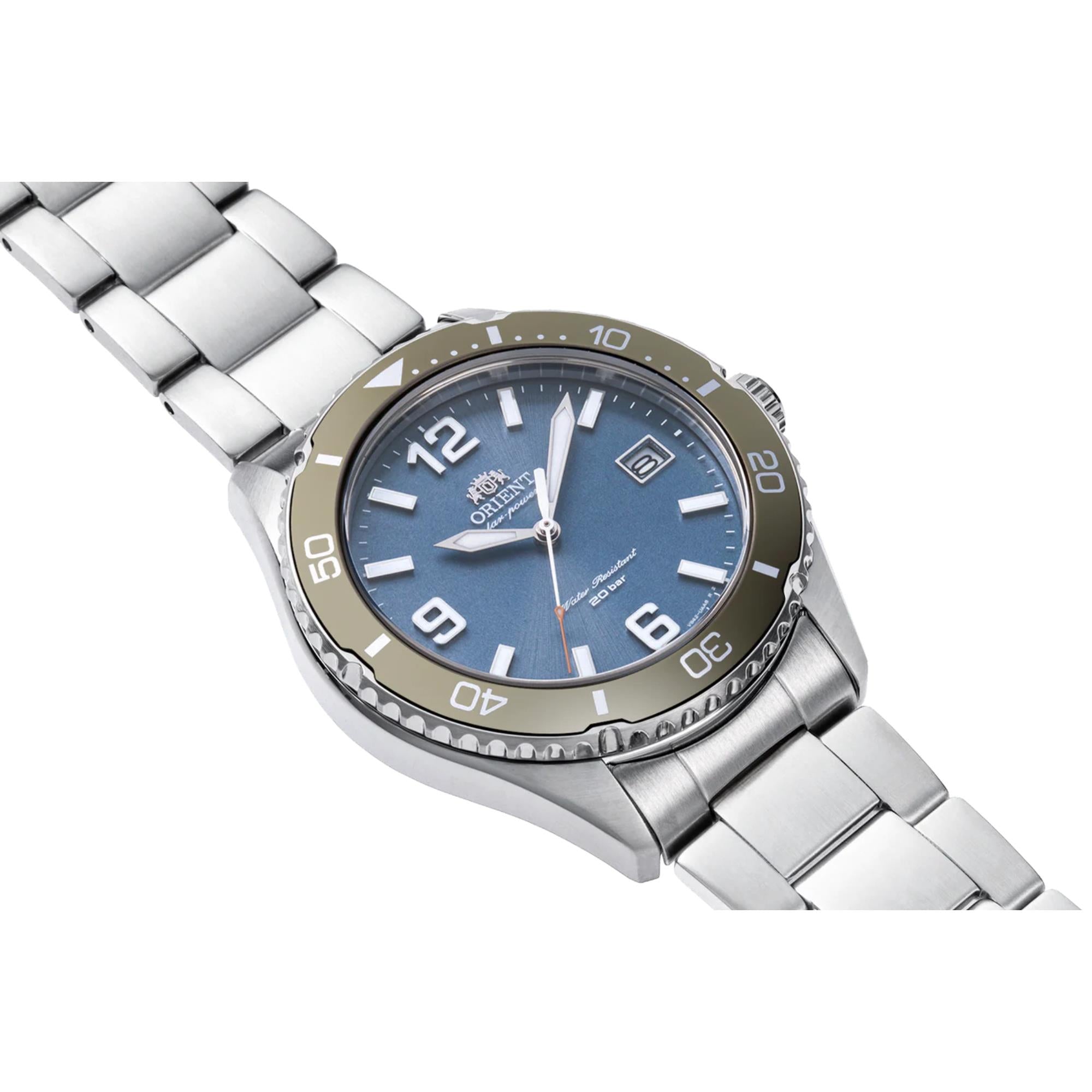 Orient Mako 40mm Blue Dial Steel Mens Solar Watch RA-WJ0002L10B