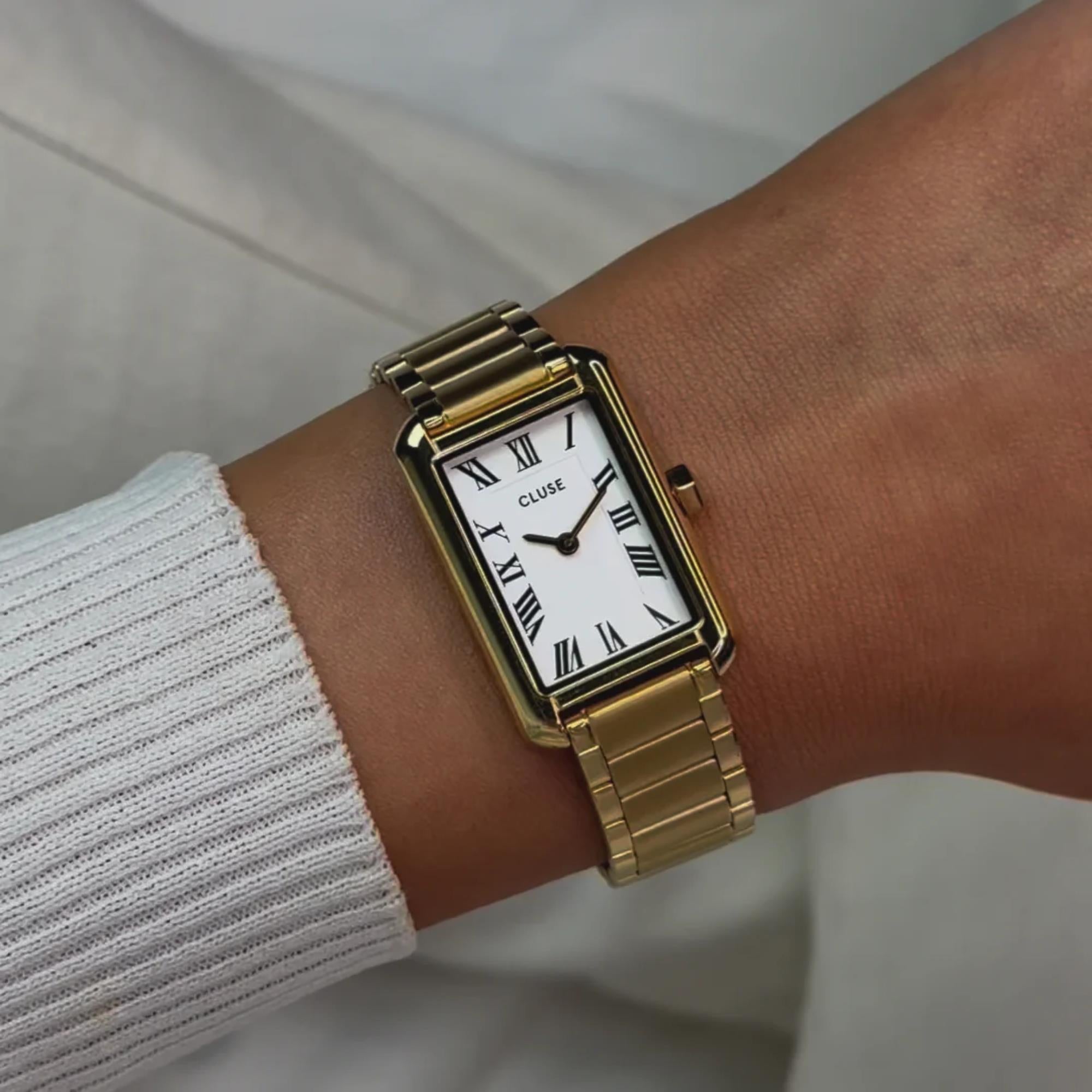 CLUSE Belisenna Quartz Weißes Zifferblatt Stahlarmband Damen Uhr CW15001