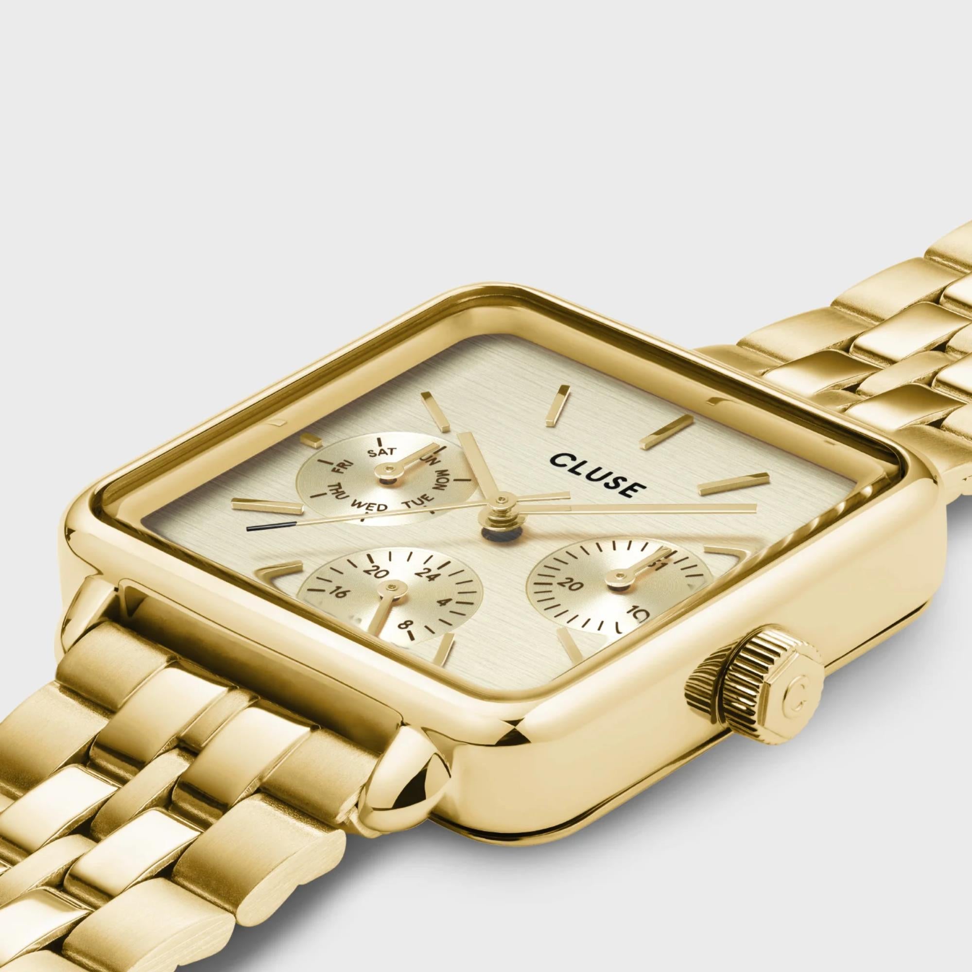 CLUSE La Tétragone Quarz Chronograph Weißes Zifferblatt Stahlarmband Damenuhr CW13801