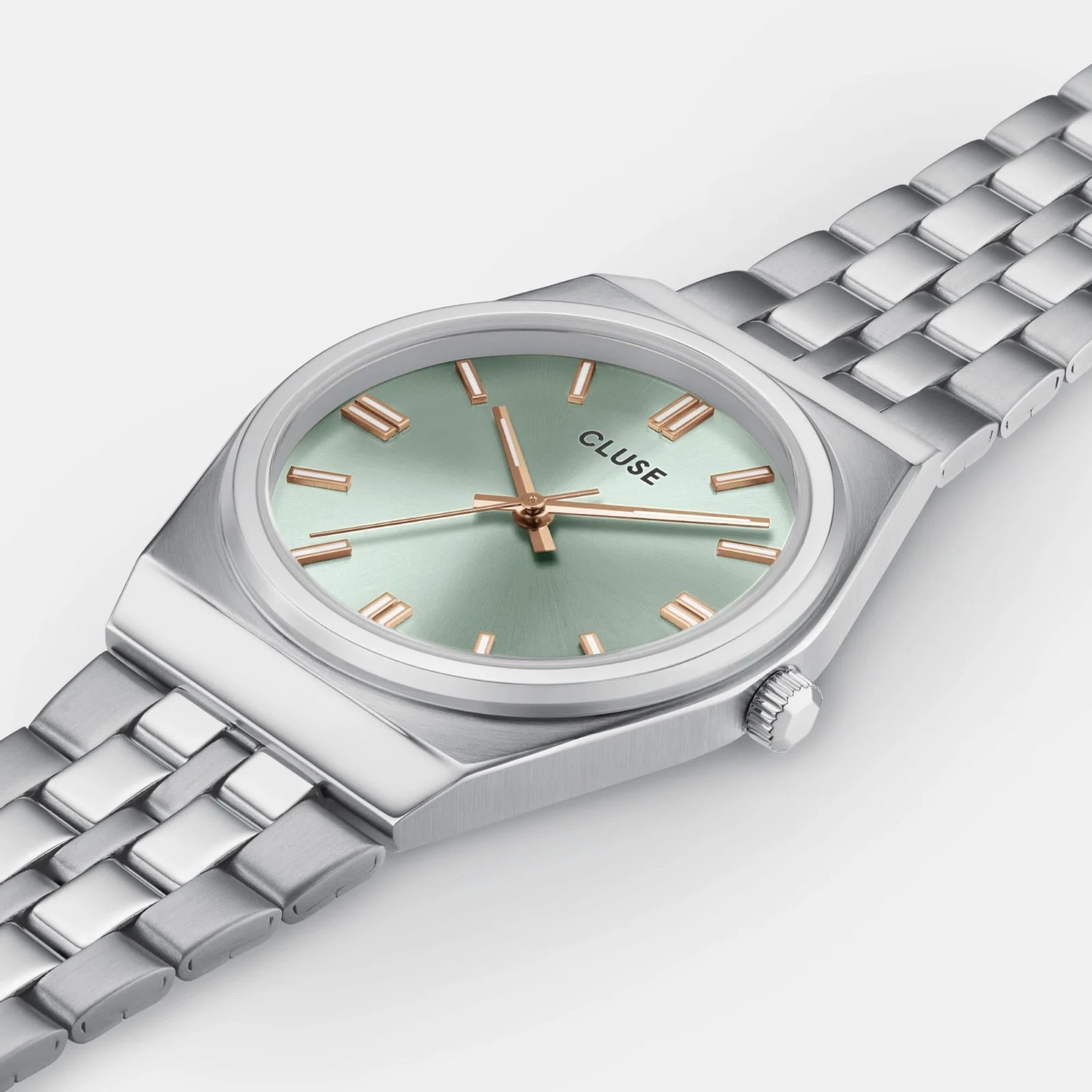 CLUSE Retro 70's Quartz Green Dial Steel Strap Women's Watch CW35103