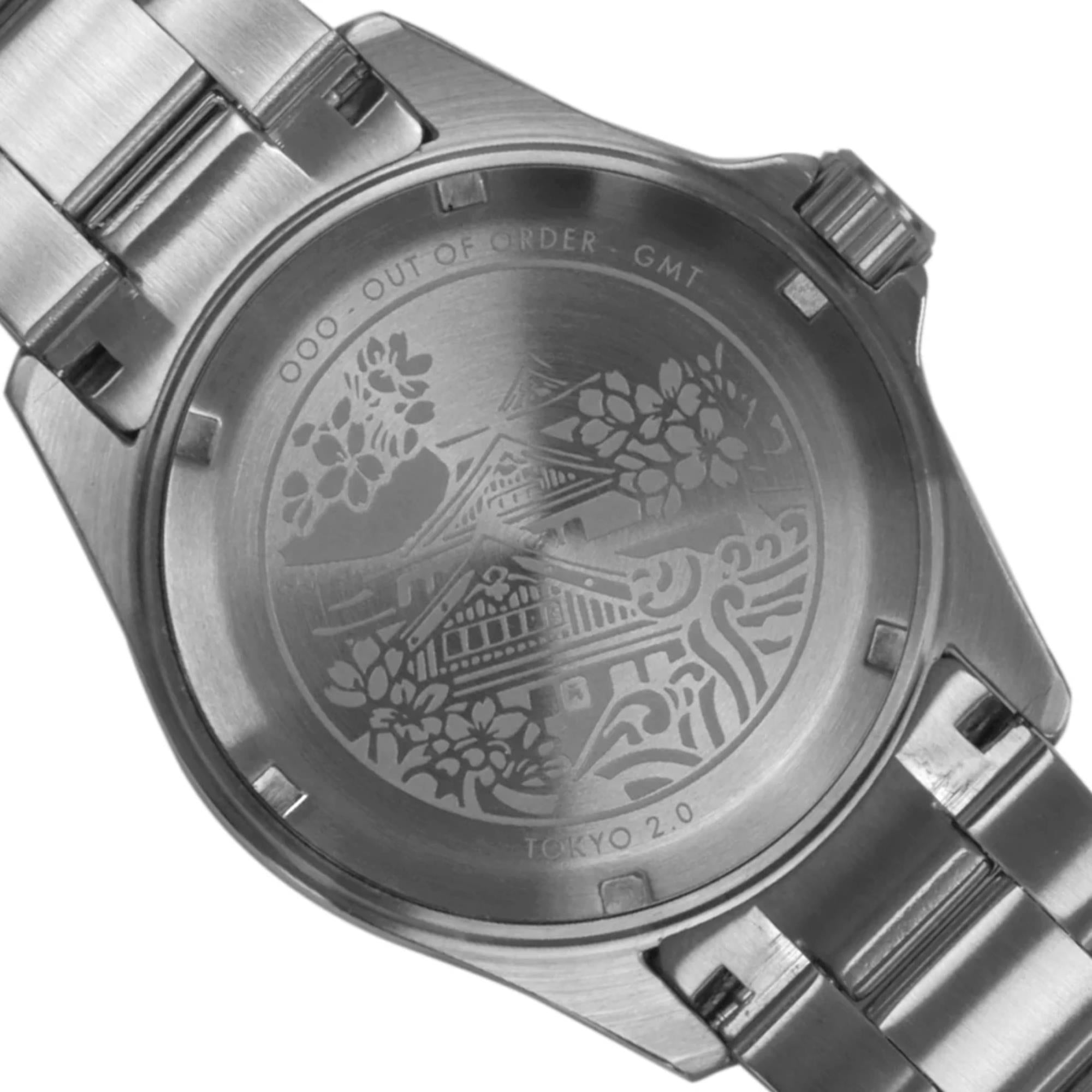 Out of Order Swiss GMT Tokyo Shibuya Ultra Brushed Grey Dial Steel Strap Men's Watch OOO.001-19.TS.SS