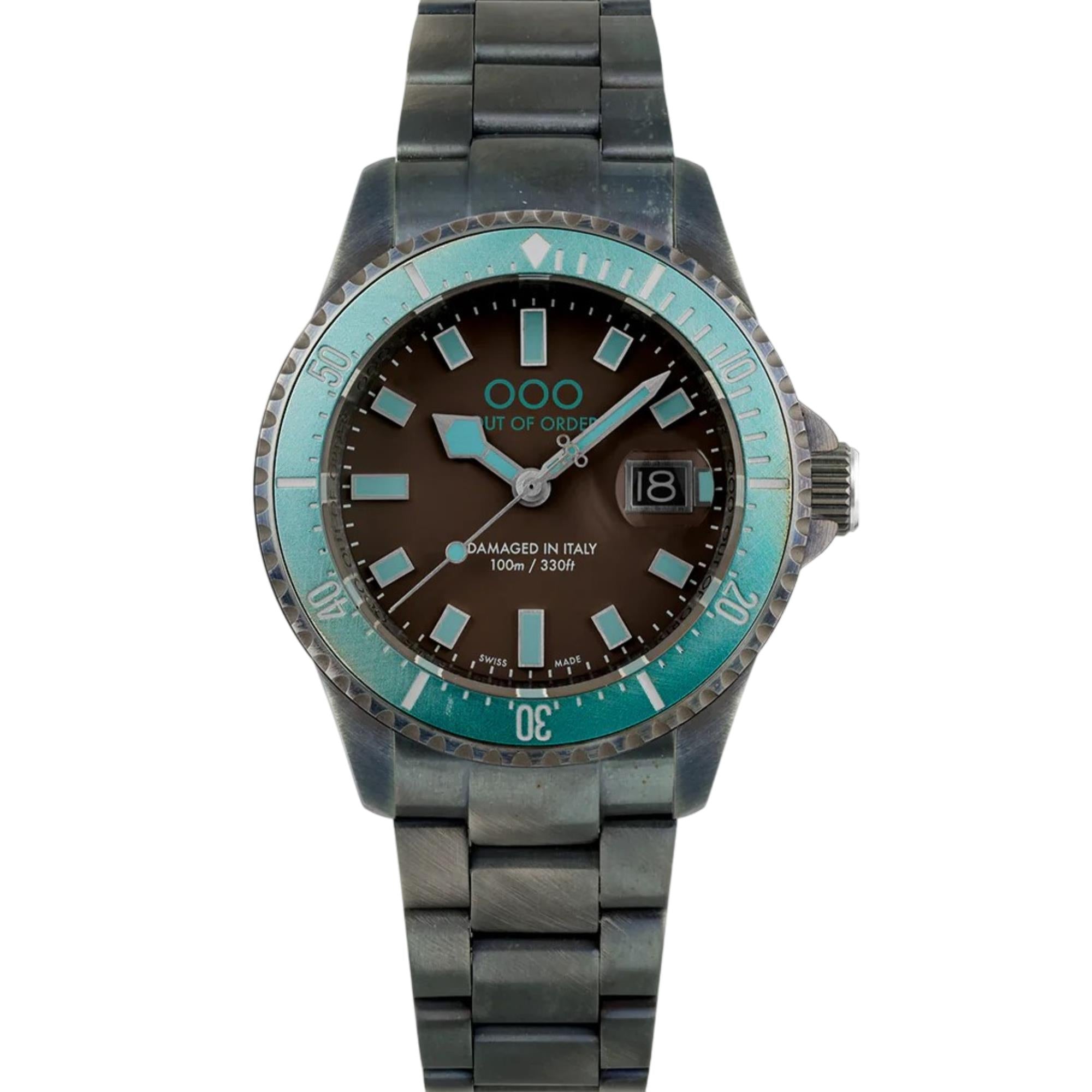 Out of Order Casanova Ultra Distressed Quartz Brown Dial Steel Strap Men's Watch OOO.001-27.TU.MS