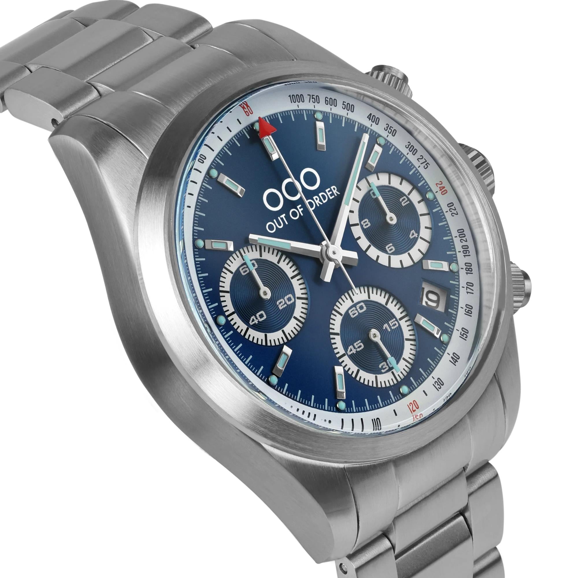 Out of Order Sporty Cronografo Ultra Brush Quartz Blue Dial Steel Strap Watch OOO.001-23.BL.AC.SS