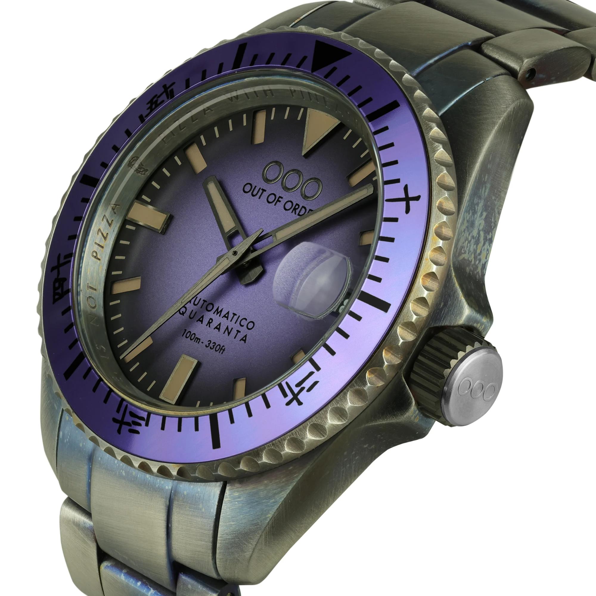 Out of Order Automatico Quaranta Ultra Distressed Automatic Indigo Dial Steel Strap Watch OOO.001-21.LI