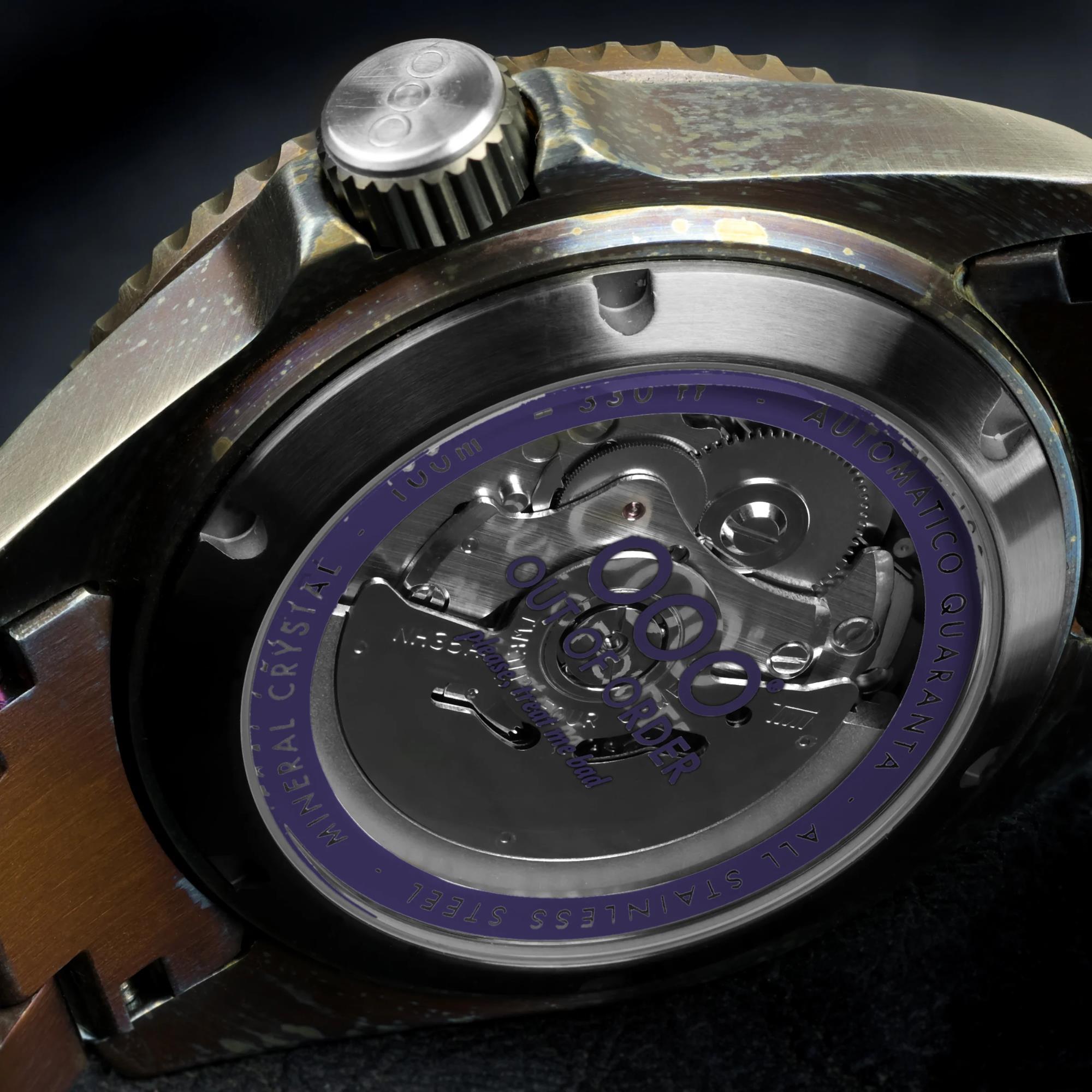 Out of Order Automatico Quaranta Ultra Distressed Automatic Indigo Dial Steel Strap Watch OOO.001-21.LI