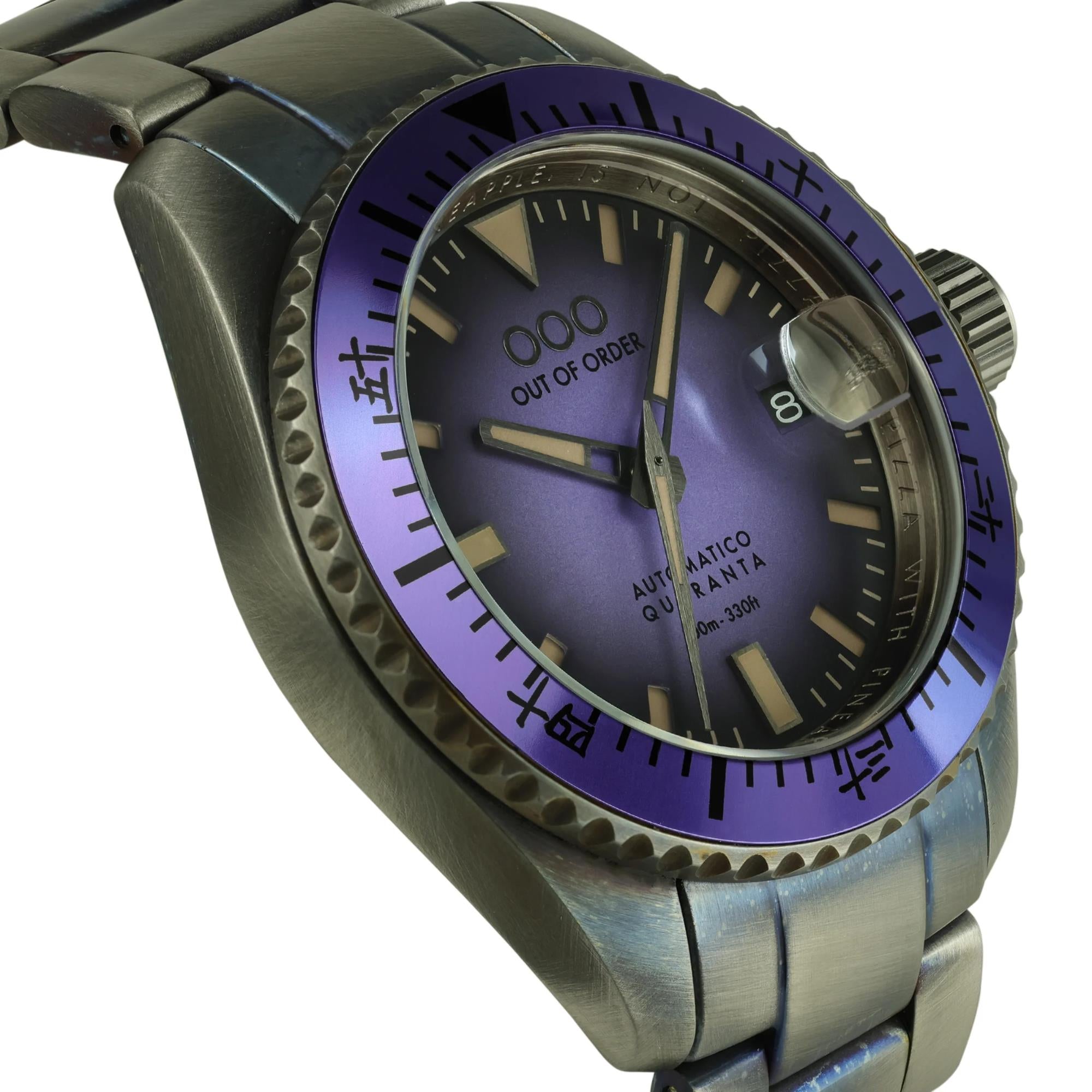 Out of Order Automatico Quaranta Ultra Distressed Automatic Indigo Dial Steel Strap Watch OOO.001-21.LI
