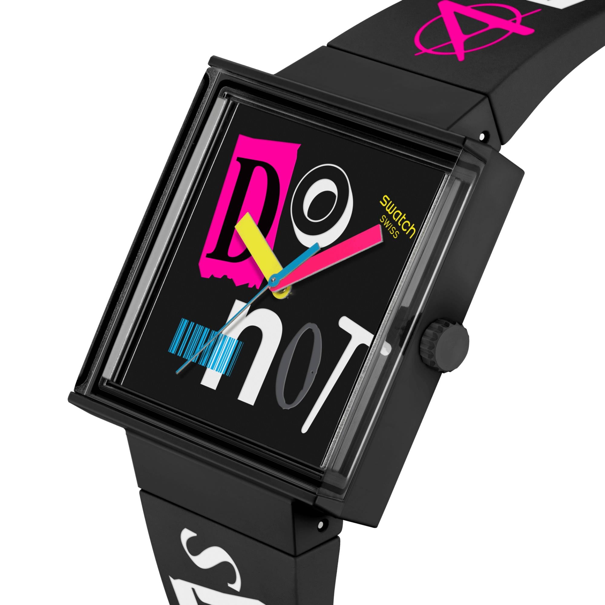 Swatch No Rules Pierced Edge Schwarzes Zifferblatt Silikonarmband Uhr SO34B100