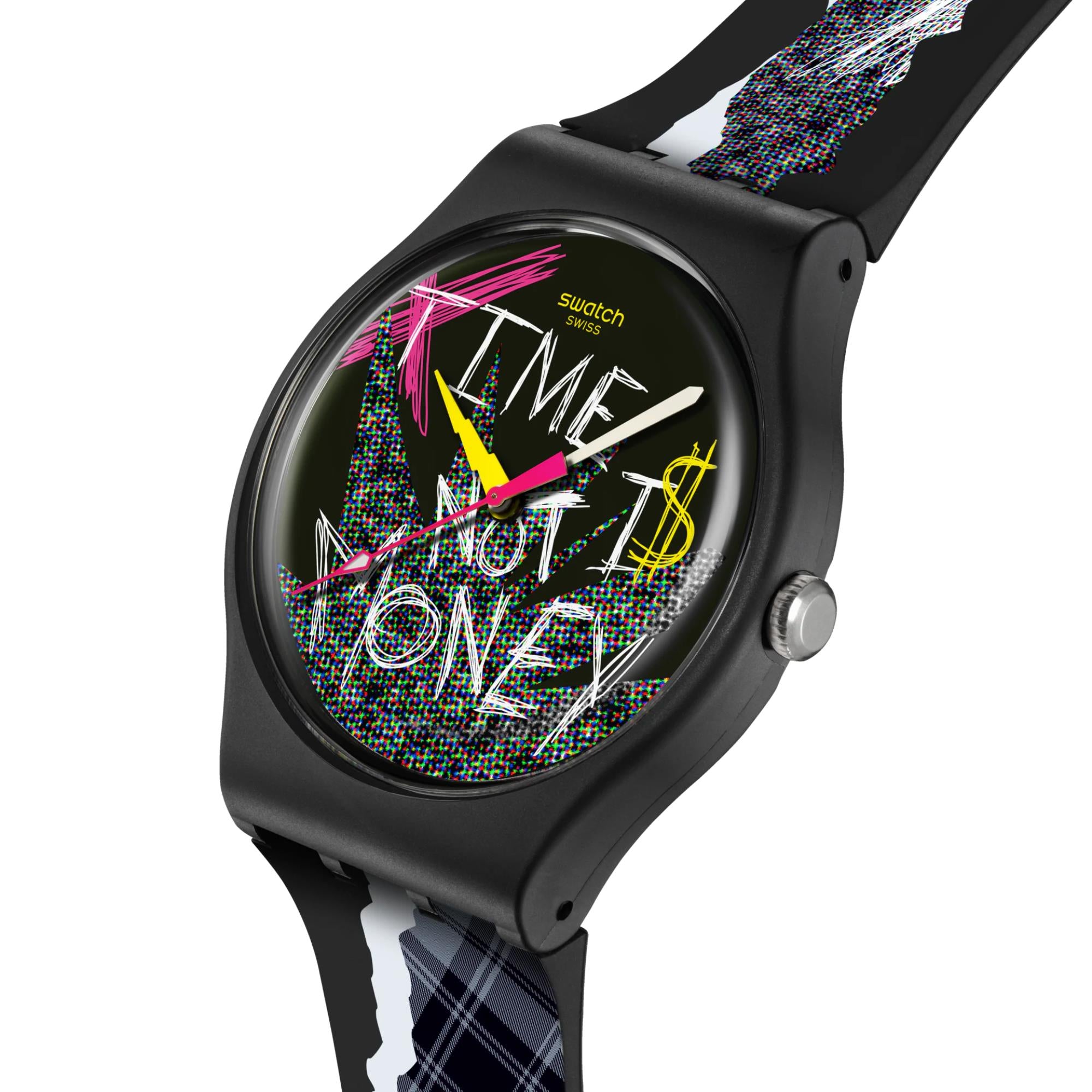 Swatch No Rules Blank Check Schwarzes Zifferblatt Silikon Uhr SO32B122-5300