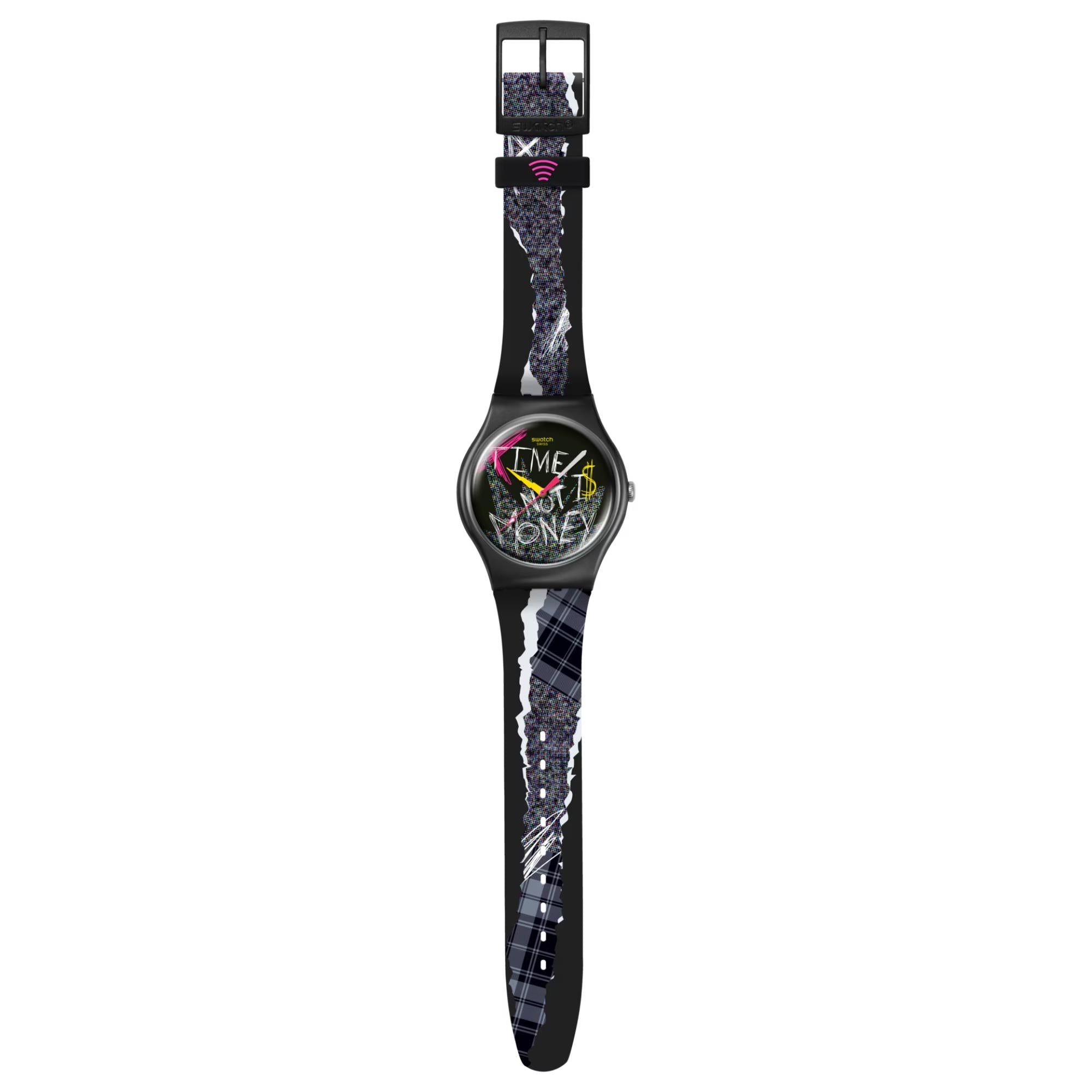 Swatch No Rules Blank Check Schwarzes Zifferblatt Silikon Uhr SO32B122-5300