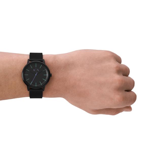 Armani Exchange Quartz Black Dial Steel Mesh Strap Men’s Watch AX2760 - WatchNation