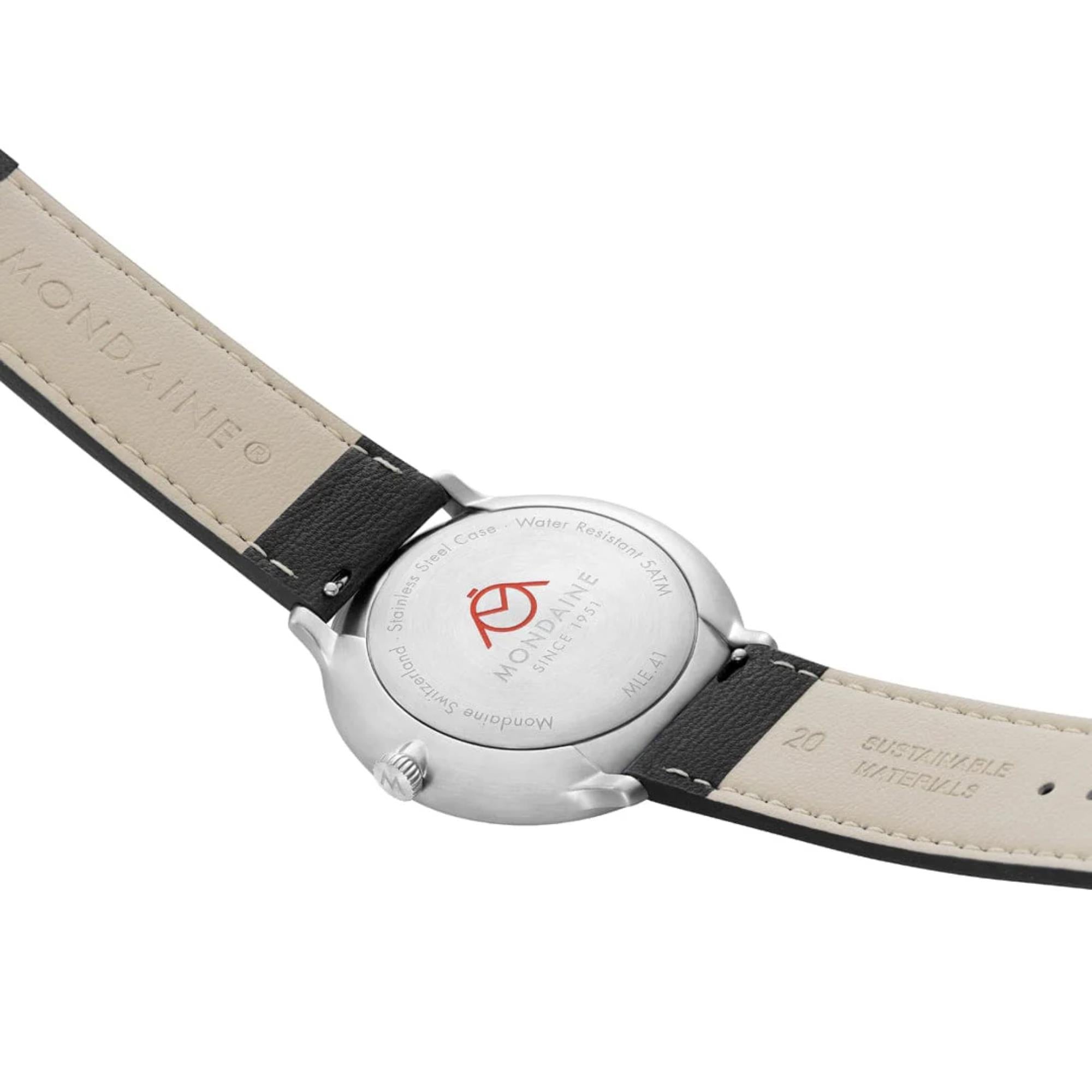 Mondaine Doppio Quarz Off-White Zifferblatt Lederarmband Herren Uhr MLE.41210.LBV