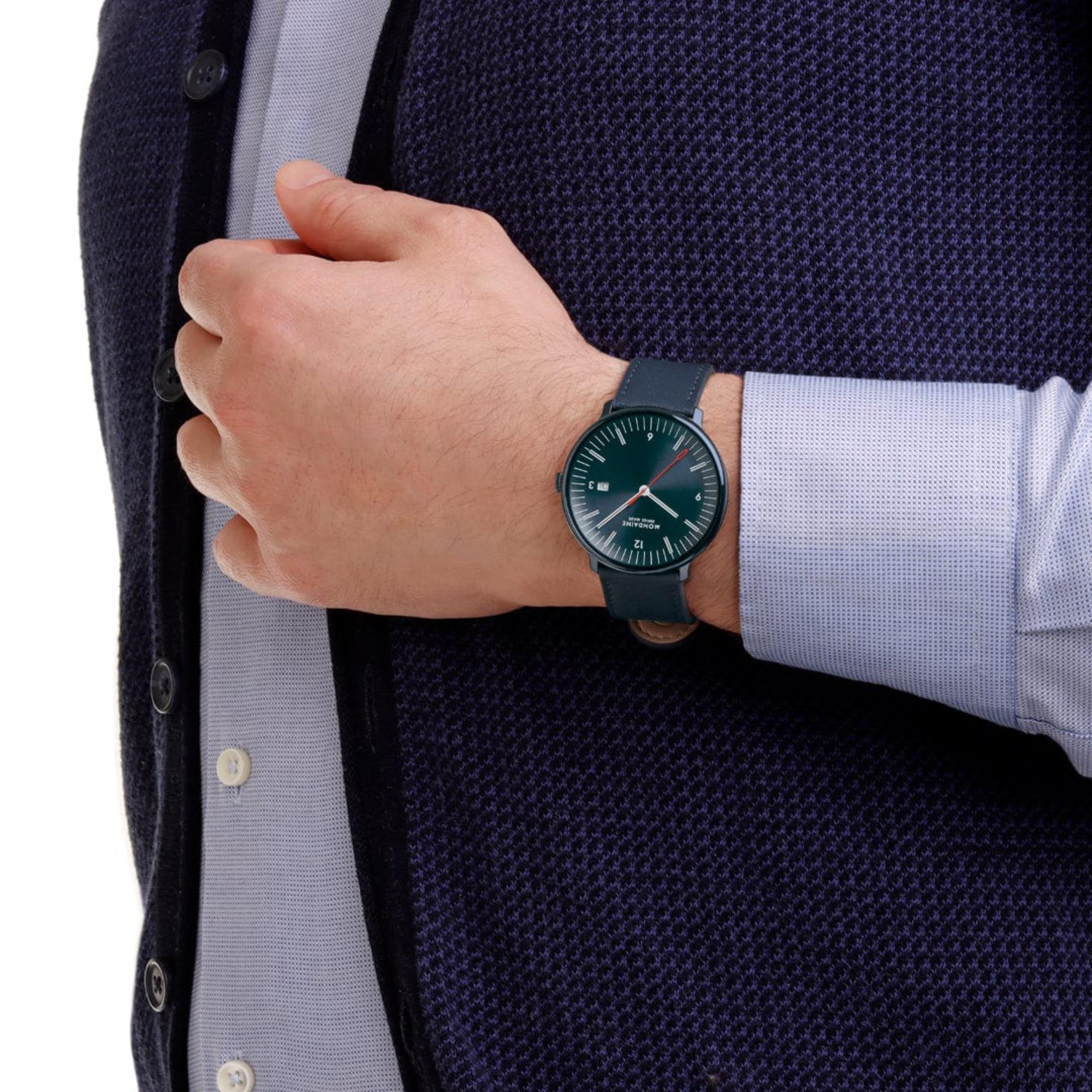 Mondaine MLE.41240.LDV Doppio Quartz Blue Dial Men's Watch