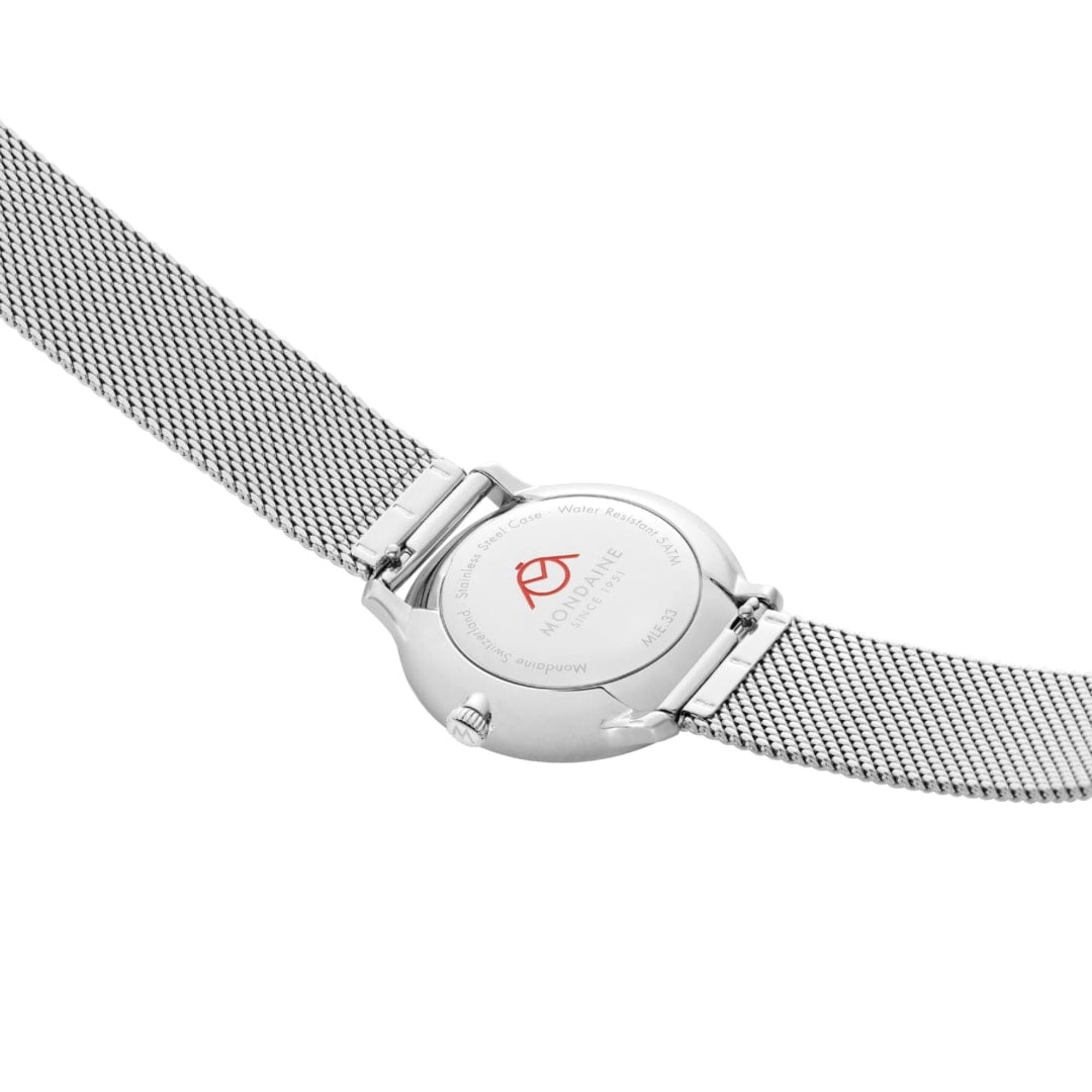 Mondaine Doppio Quartz Off-White Dial Steel Strap Women's Watch MLE.33110.SM