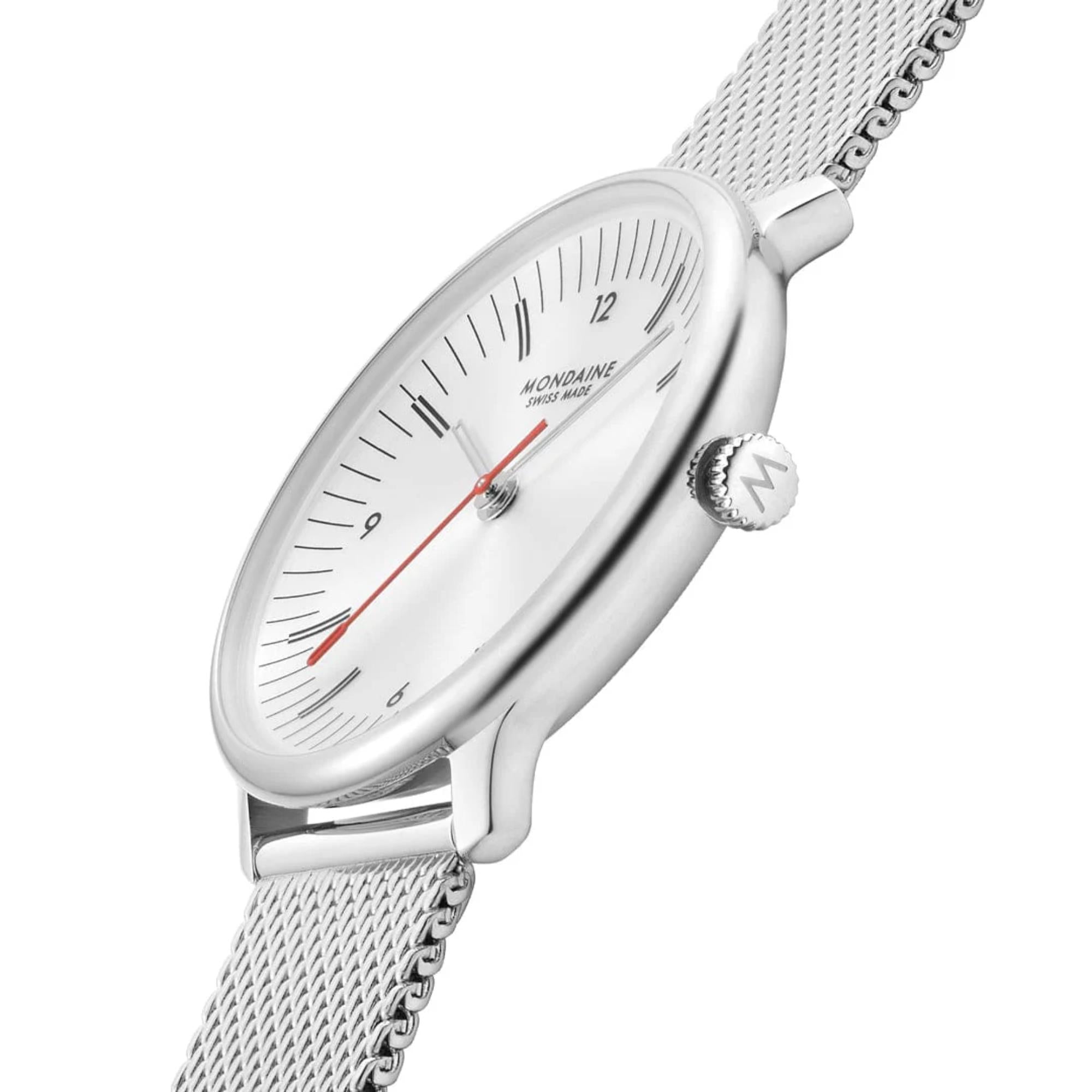 Mondaine Doppio Quartz Off-White Dial Steel Strap Women's Watch MLE.33110.SM