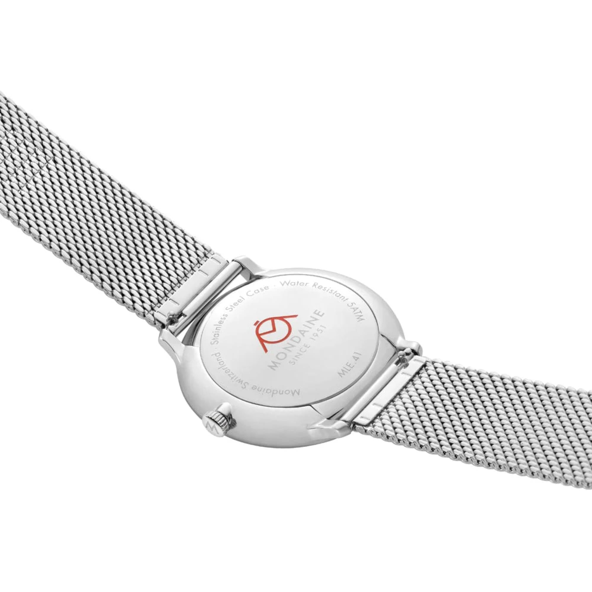 Mondaine Doppio Solar White Dial Steel Strap Men's Watch MLE.41910.SM