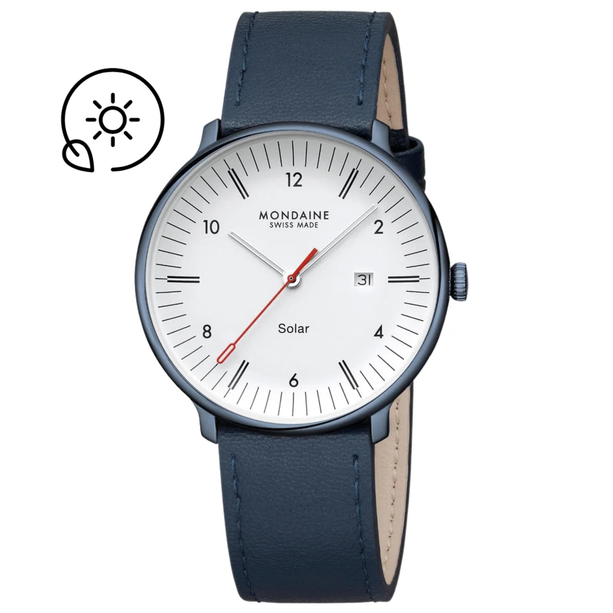 Mondaine MLE.41910.LQV Doppio Solar White Dial Men's Watch