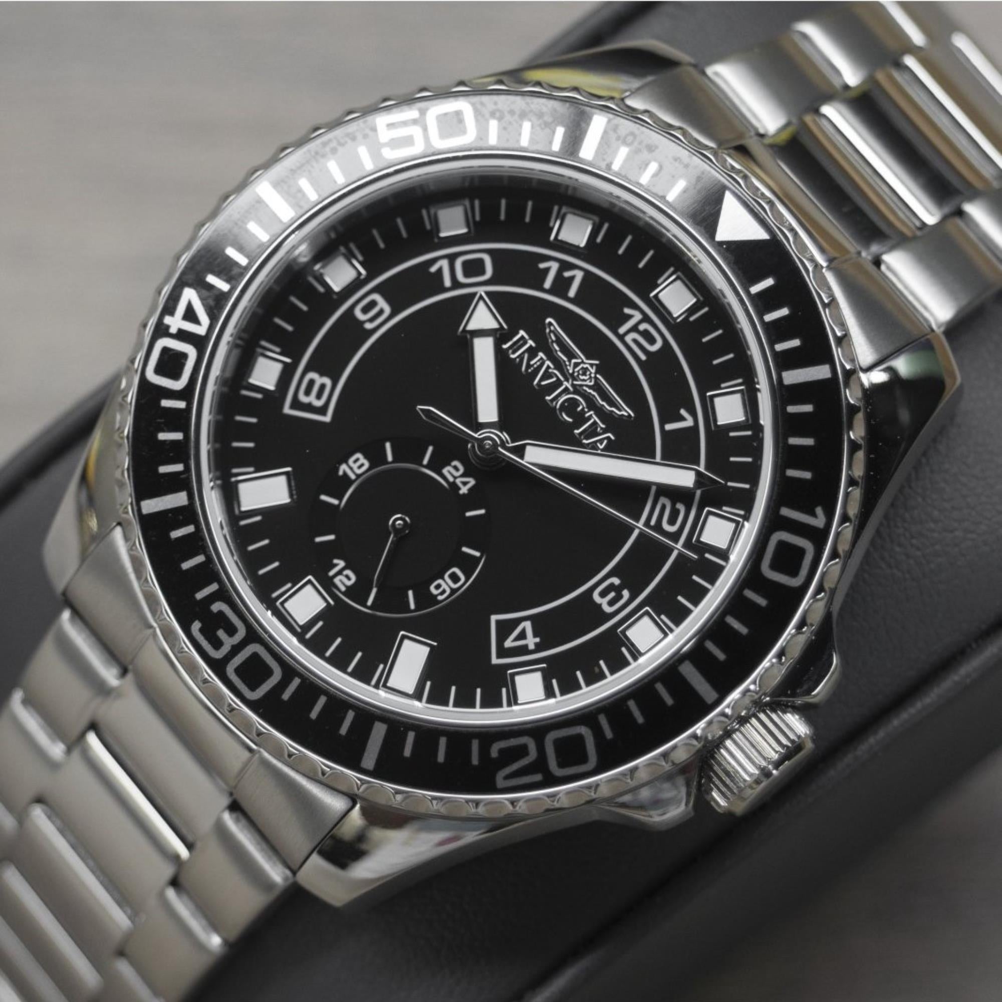 Invicta Pro Diver Quarz Schwarzes Zifferblatt Stahlarmband Herren Uhr 47125