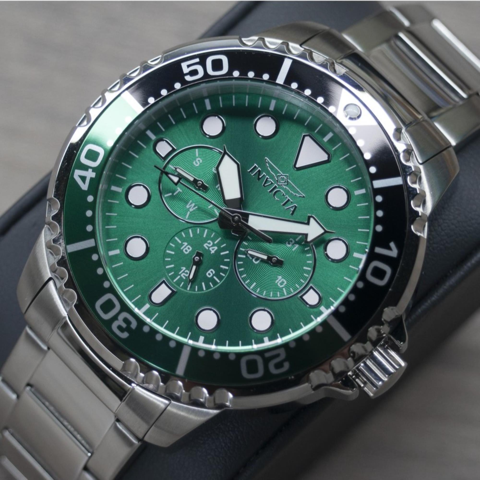 Invicta Pro Diver Quarz Chronograph Grünes Zifferblatt Stahlarmband Herren Uhr 47228