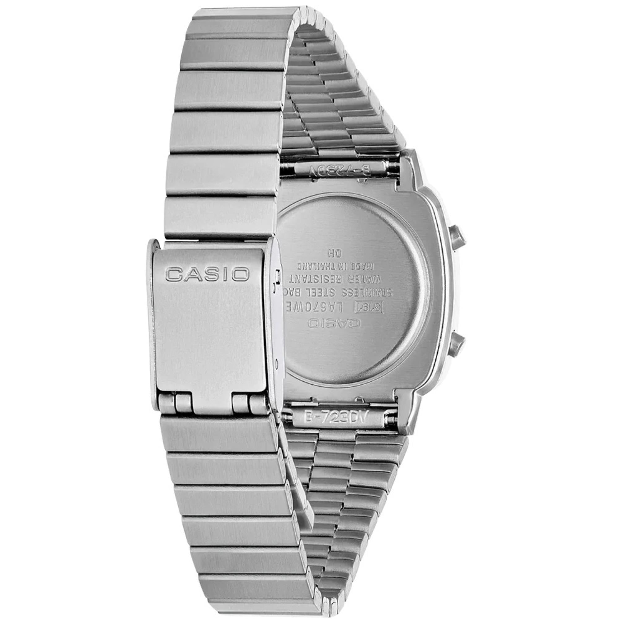 Casio Vintage Retro Quarz Digital Stahlarmband Damen Uhr LA670WEA-7EF