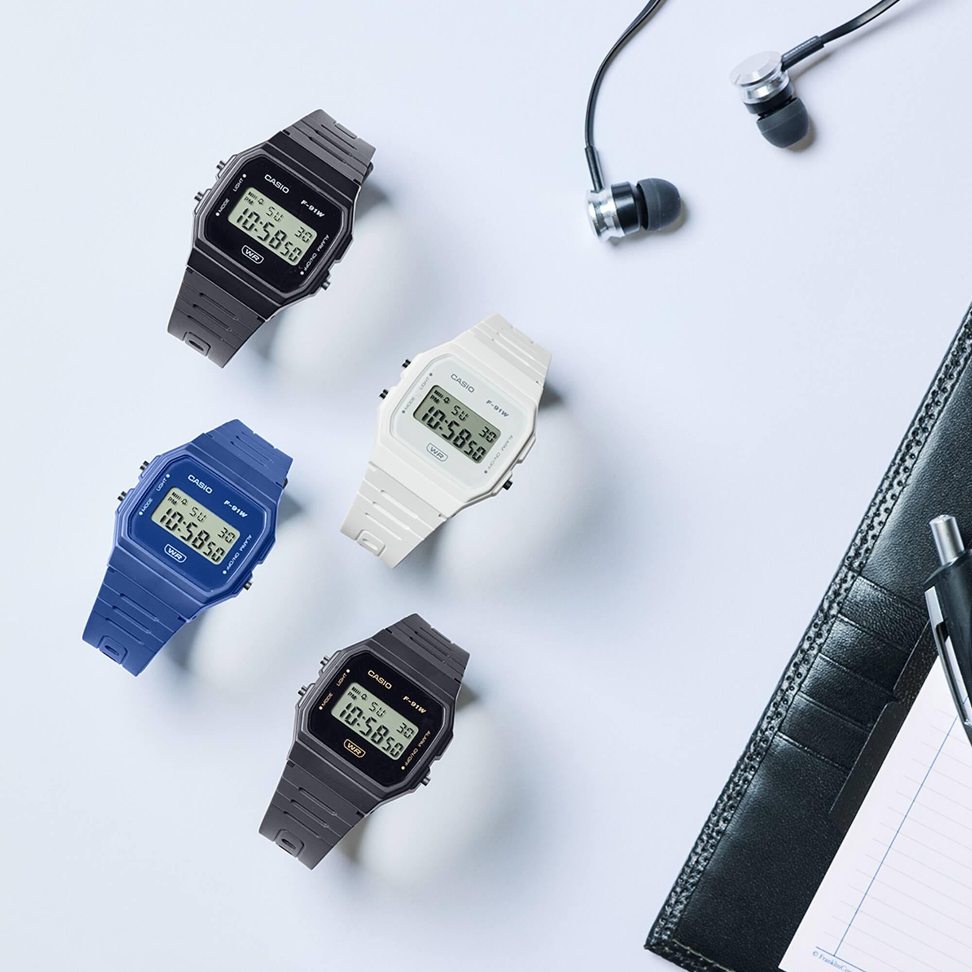Casio Timeless Quarz Digital Harzarmband Uhr F-91WB-2A1EF