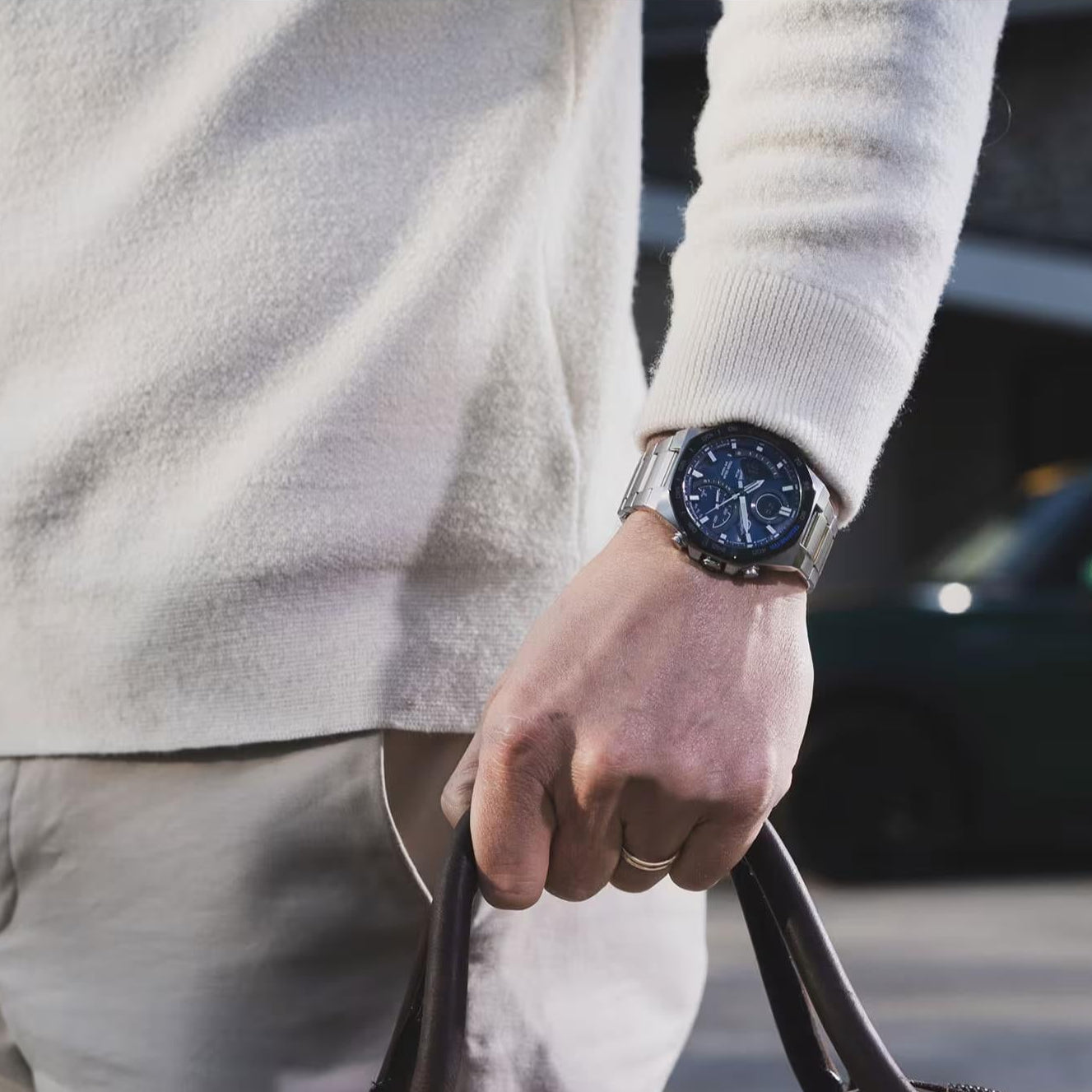 Casio Edifice 48mm Bluetooth Blue Dial Steel Mens Solar Powered Watch ECB-950DB-2AEF