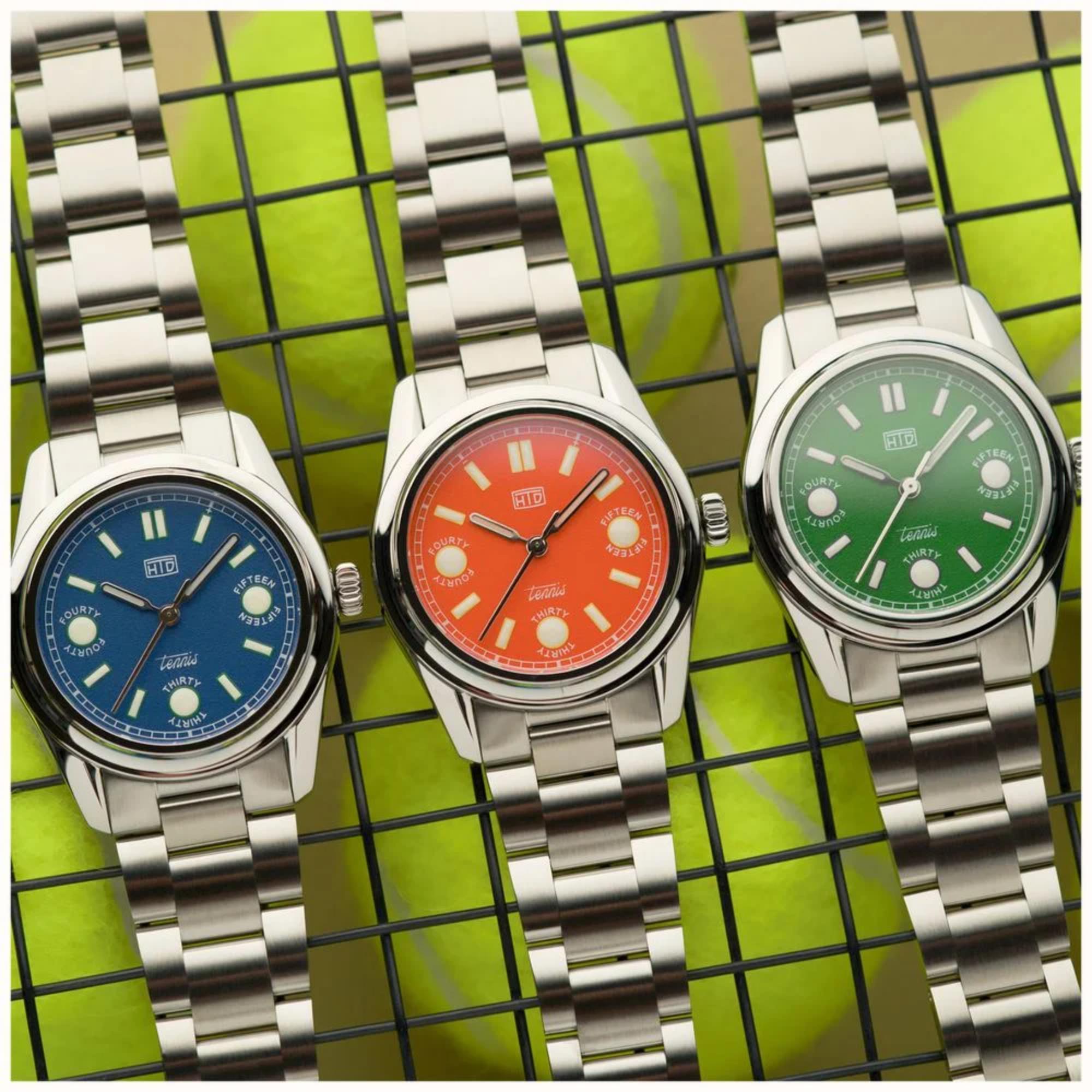 HTD Tennis Cemento Automatik Herren Sportuhr mit hellblauem Zifferblatt und Stahlarmband T23S01_B