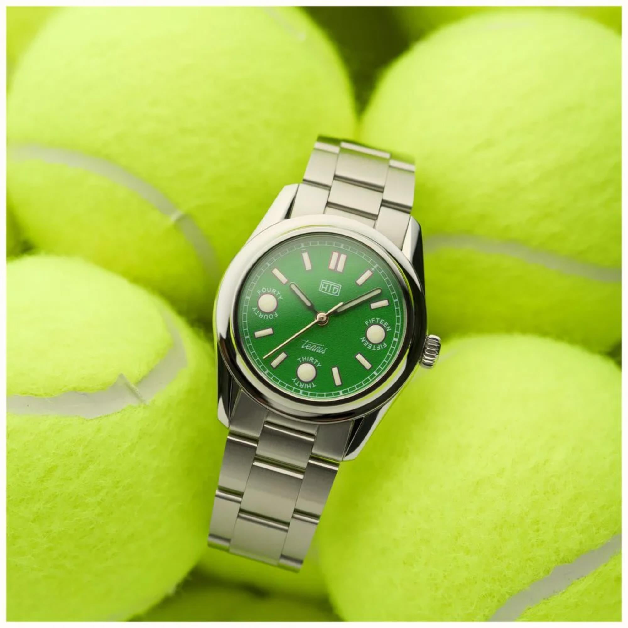 HTD Tennis Erba Automatic Green Dial Steel Strap Sports Watch T23S01_E