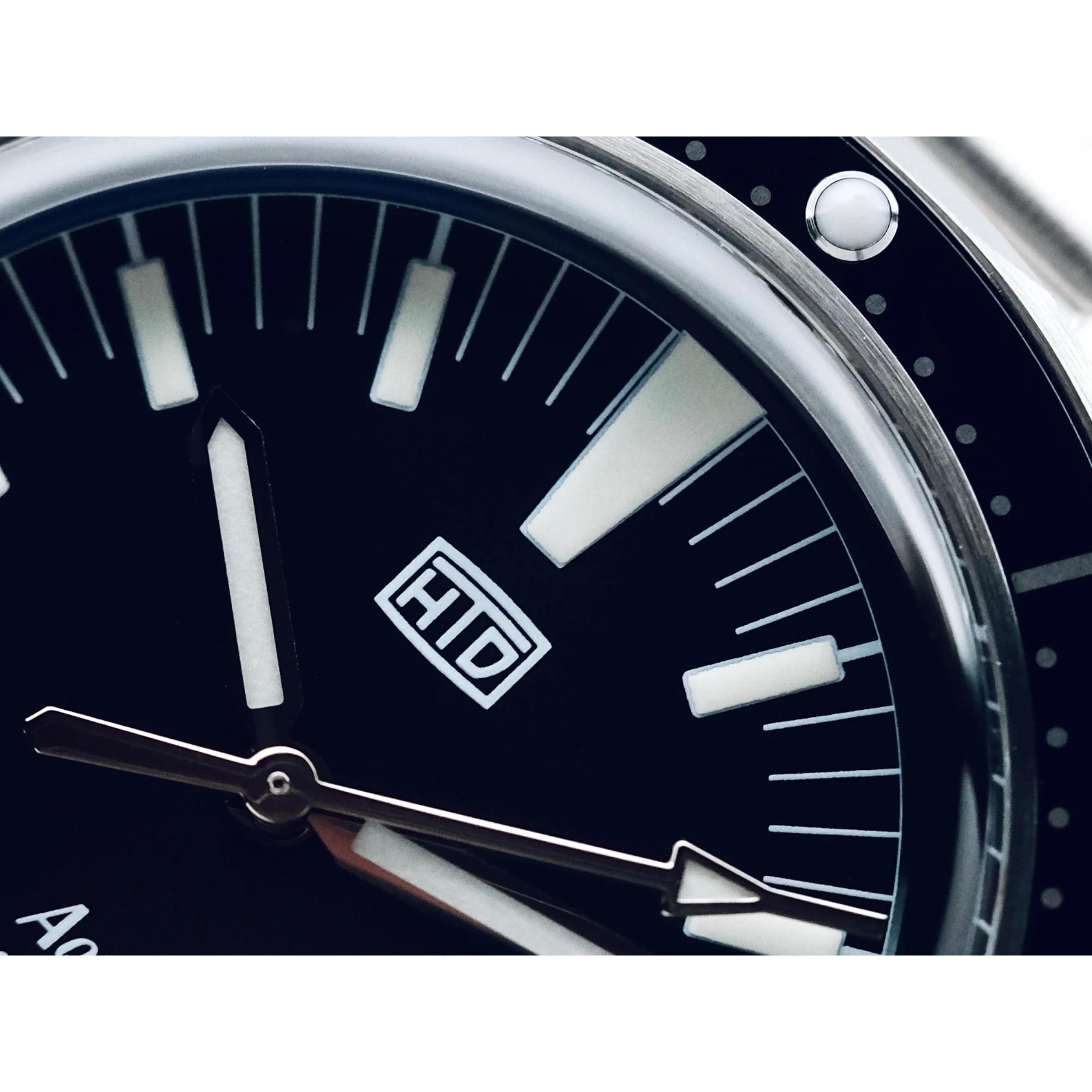HTD Aquatic Spaceboy Automatic Black Dial Steel Strap Mens Watch A25F09S