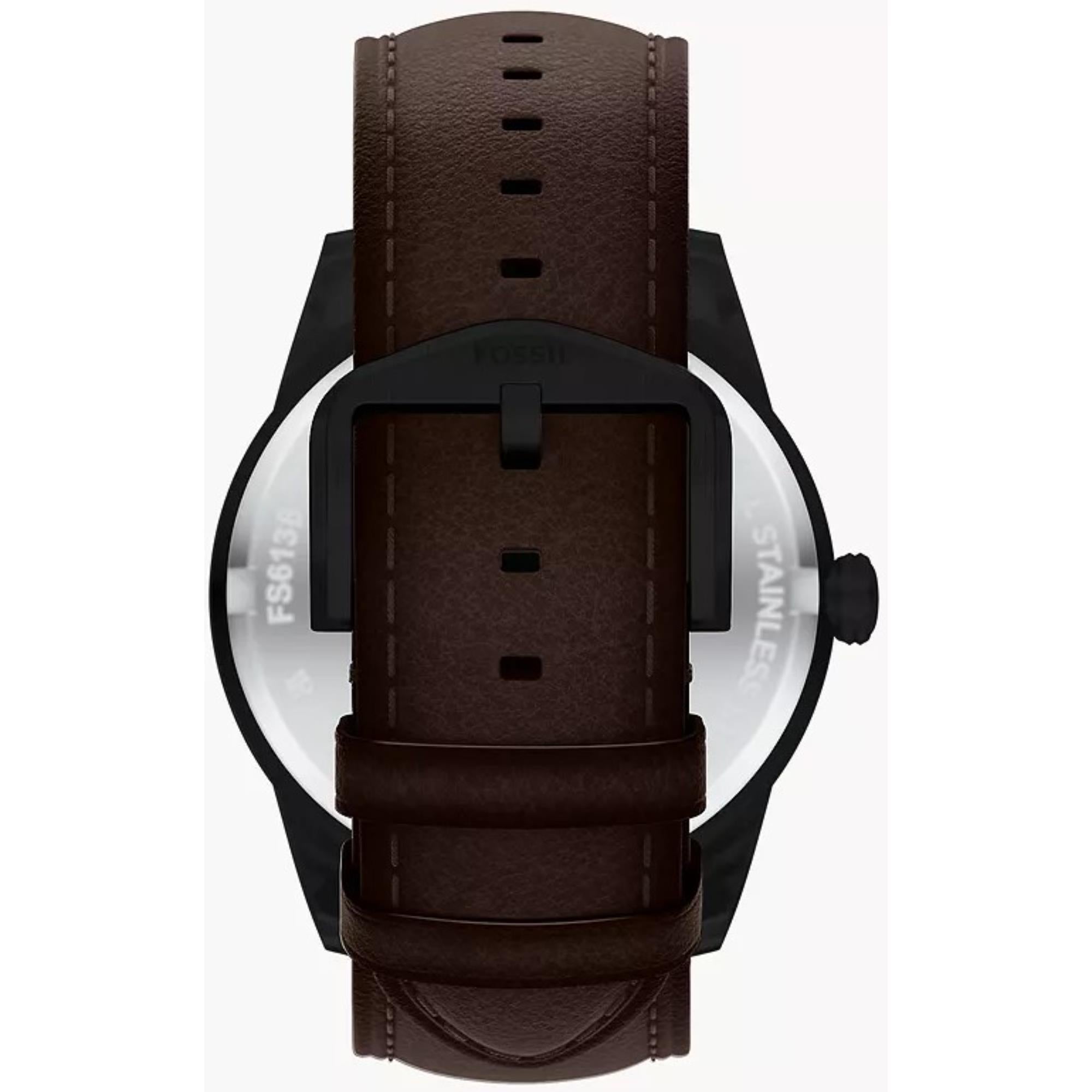 Fossil Pearson 42mm Chronograph Black Dial Leather Mens Quartz Watch FS6138