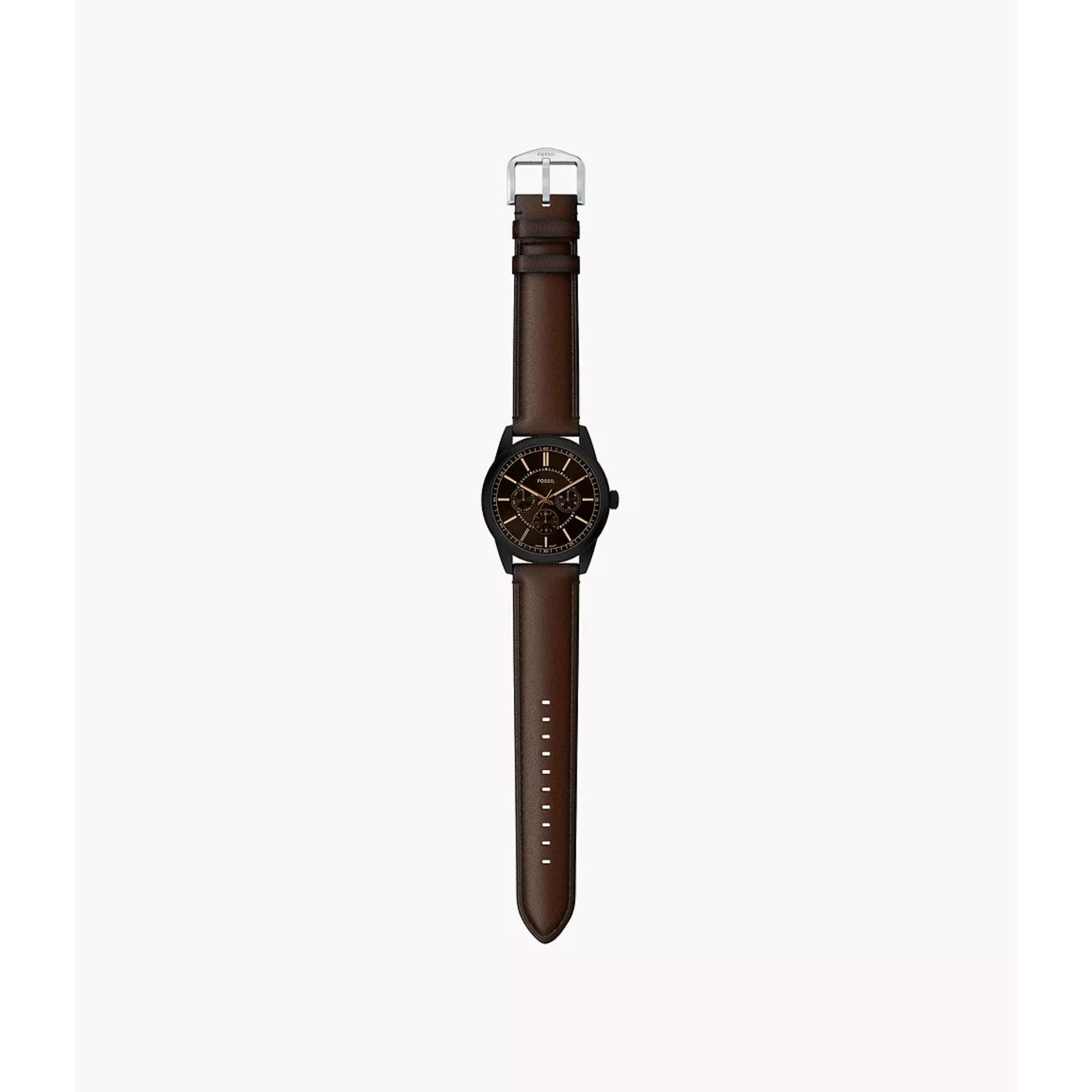 Fossil Pearson 42mm Chronograph Black Dial Leather Mens Quartz Watch FS6138