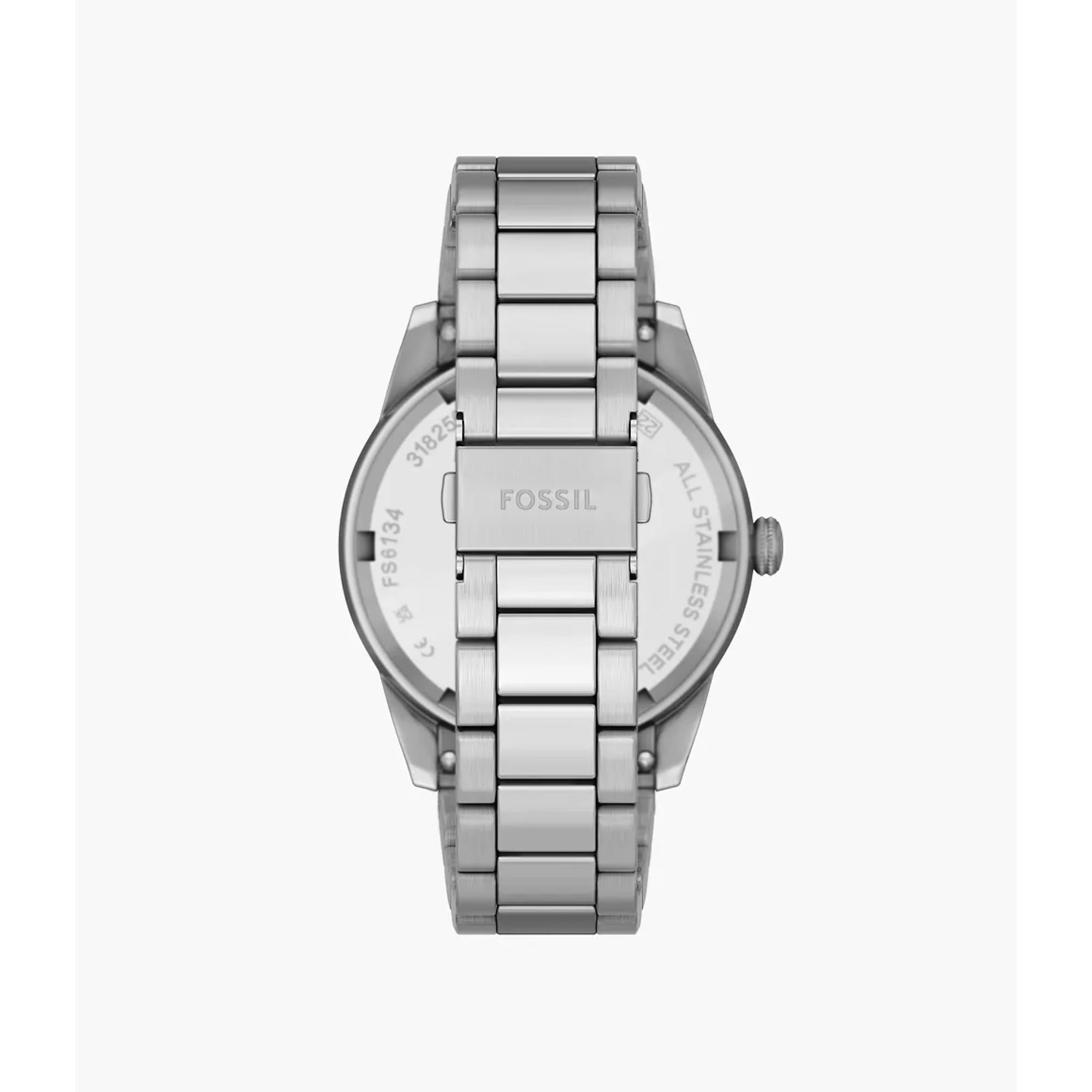 Fossil Pearson 42mm Chronograph Herren Quarz Uhr mit blauem Zifferblatt und Stahlband FS6134