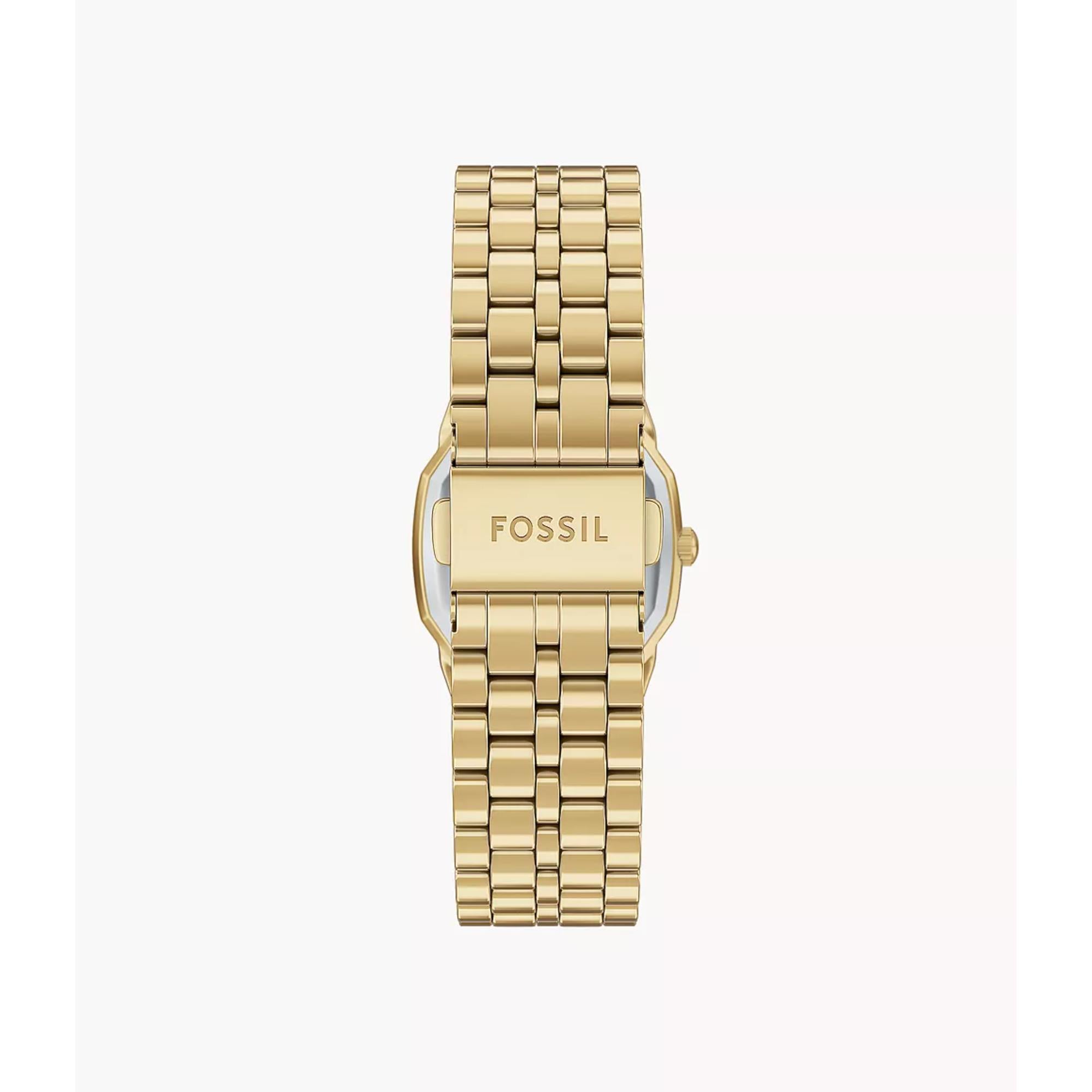Fossil Harlow 27mm Damen Quarz Uhr mit schwarzem Zifferblatt und Stahlband ES5433