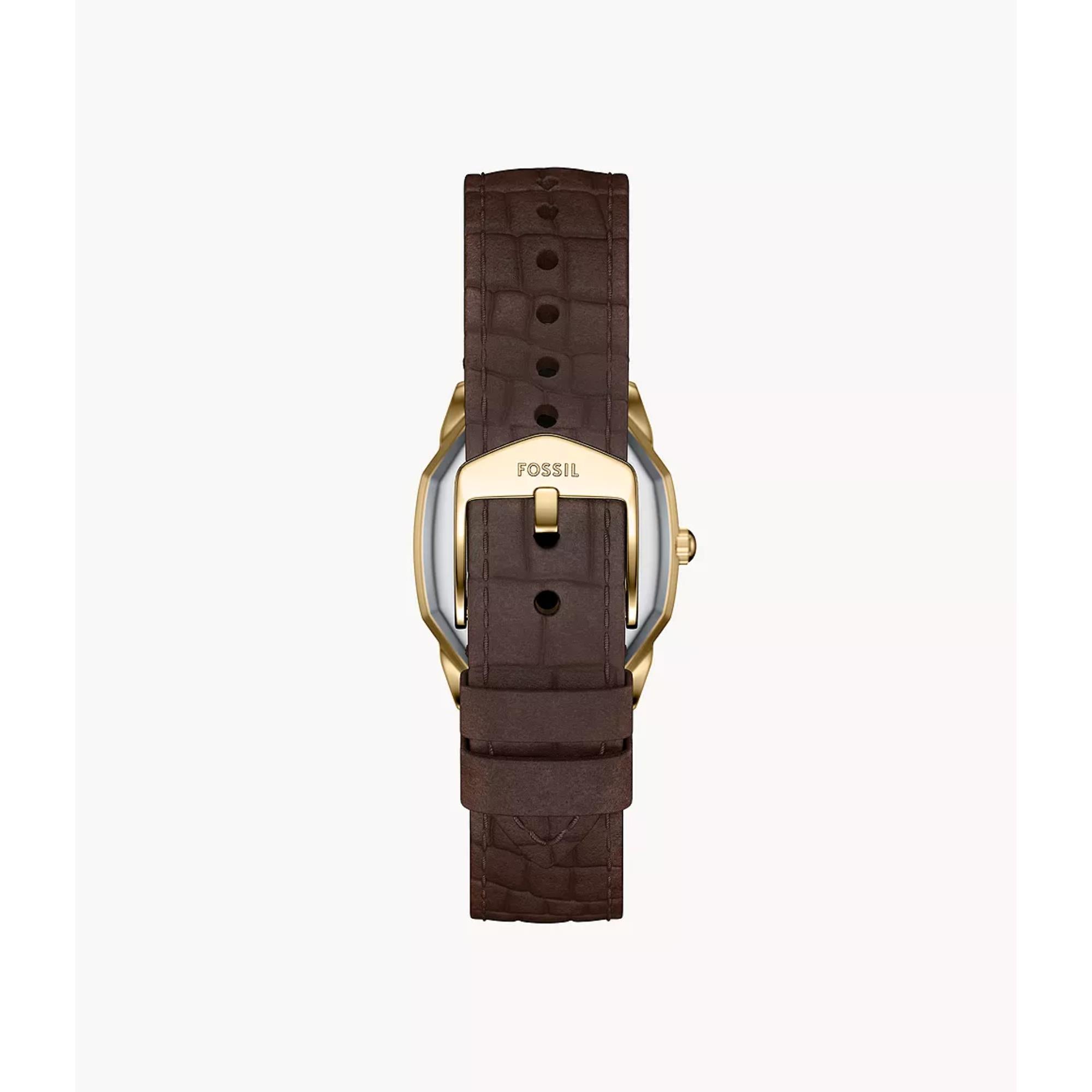 Fossil Harlow 27mm Damen Quarz Uhr mit cremefarbenem Zifferblatt und Lederband ES5426