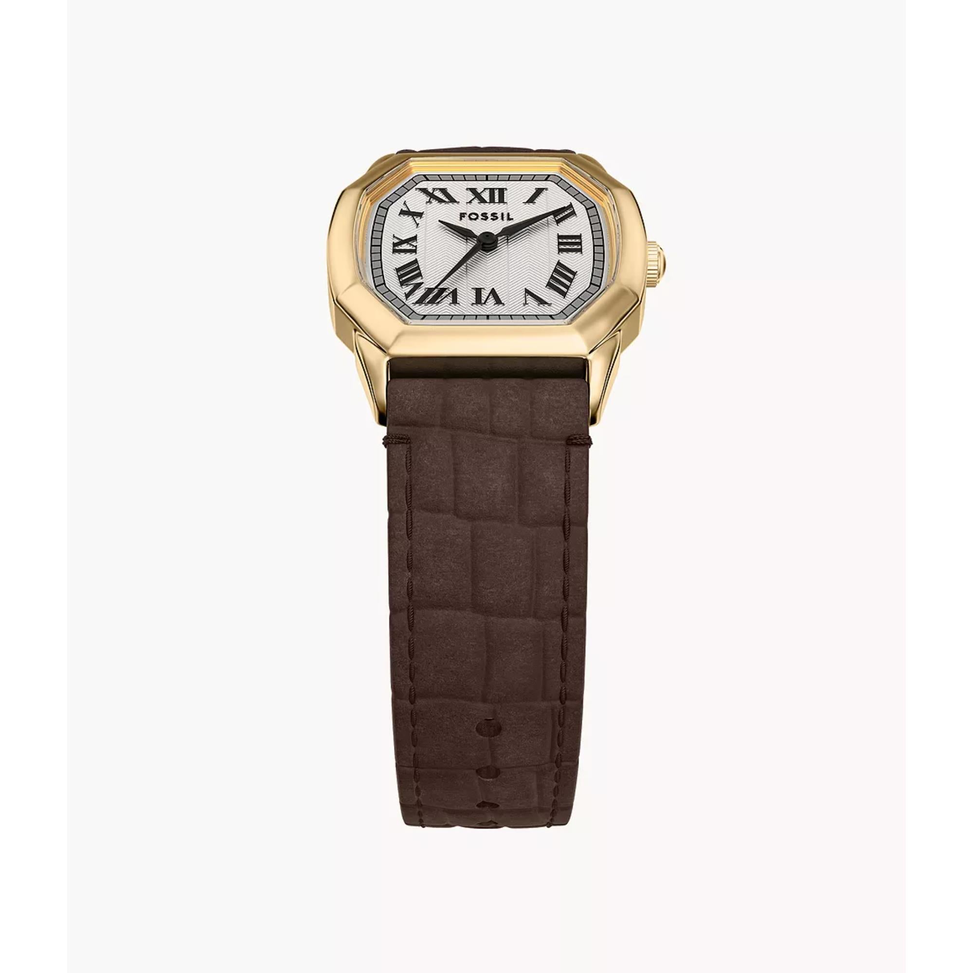 Fossil Harlow 27mm Damen Quarz Uhr mit cremefarbenem Zifferblatt und Lederband ES5426