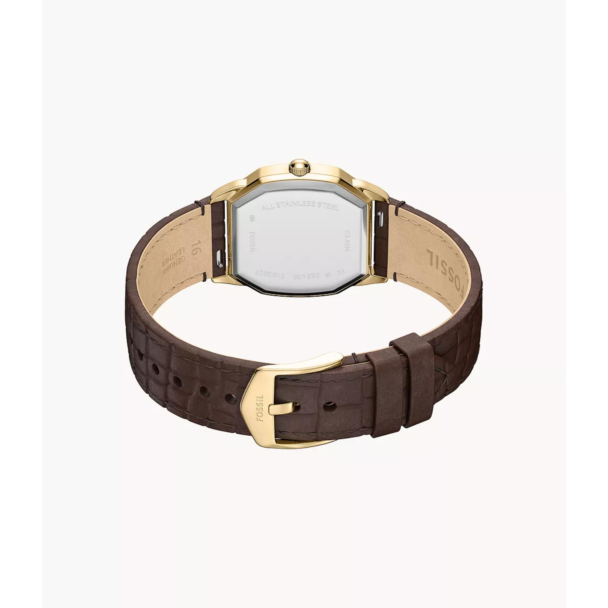 Fossil Harlow 27mm Damen Quarz Uhr mit cremefarbenem Zifferblatt und Lederband ES5426