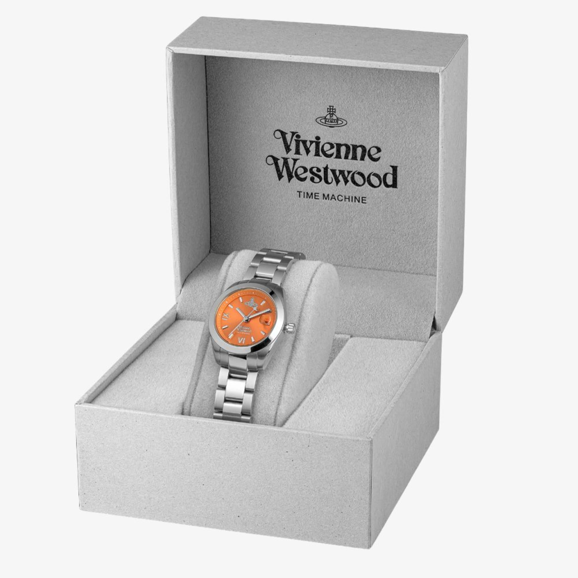Vivienne Westwood Fenchurch Quartz Orange Dial Steel Strap Women's Watch VV292ORSL