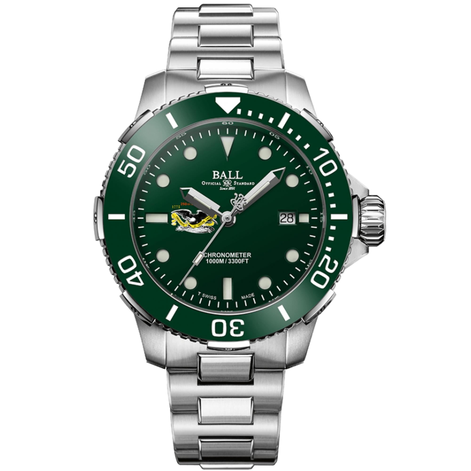 BALL Engineer Hydrocarbon green dial stainless steel men's dive watch DM3002A-S10C-GR