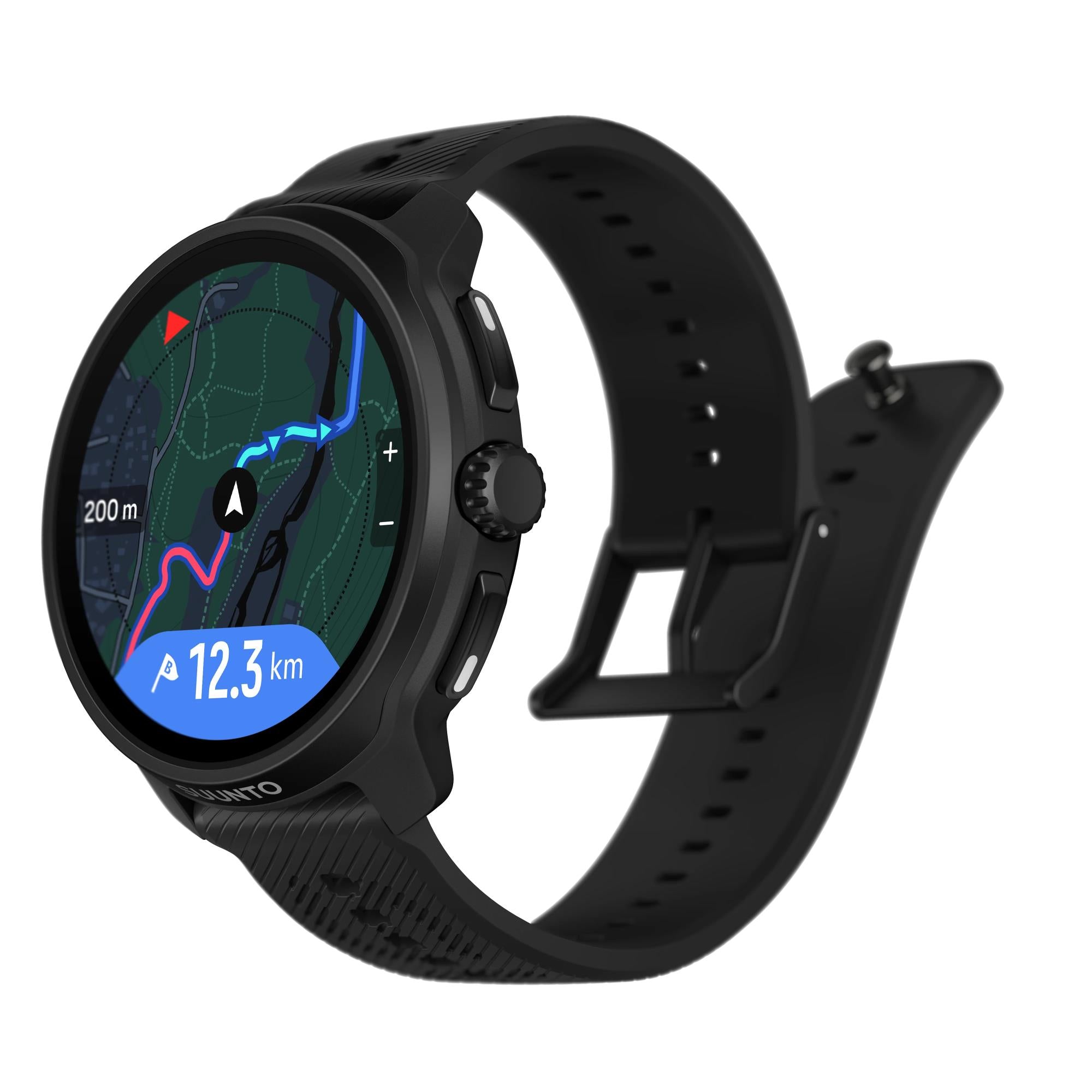 Suunto Race 2 All Black AMOLED Digital Silicone Strap Smart Fitness Watch SS051200000