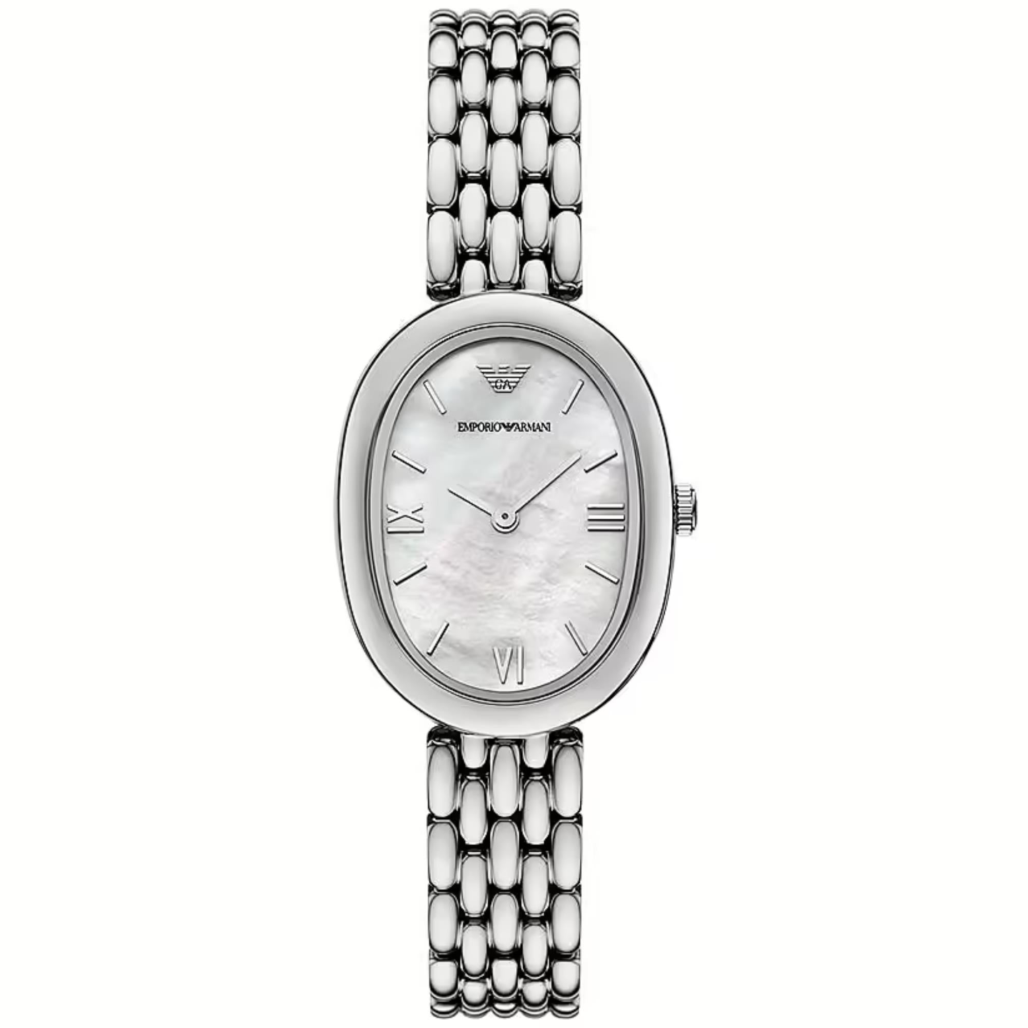 Emporio Armani Ophelia 34mm Perlmutt Zifferblatt Stahl Damen Quarz Uhr AR11706