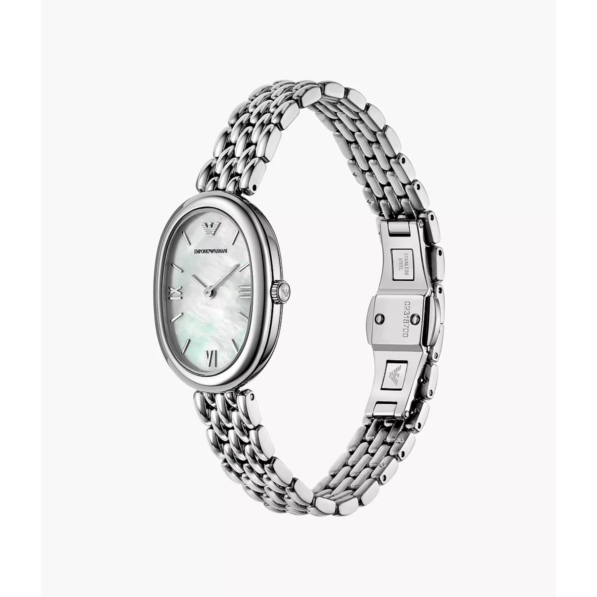 Emporio Armani Ophelia 34mm Perlmutt Zifferblatt Stahl Damen Quarz Uhr AR11706