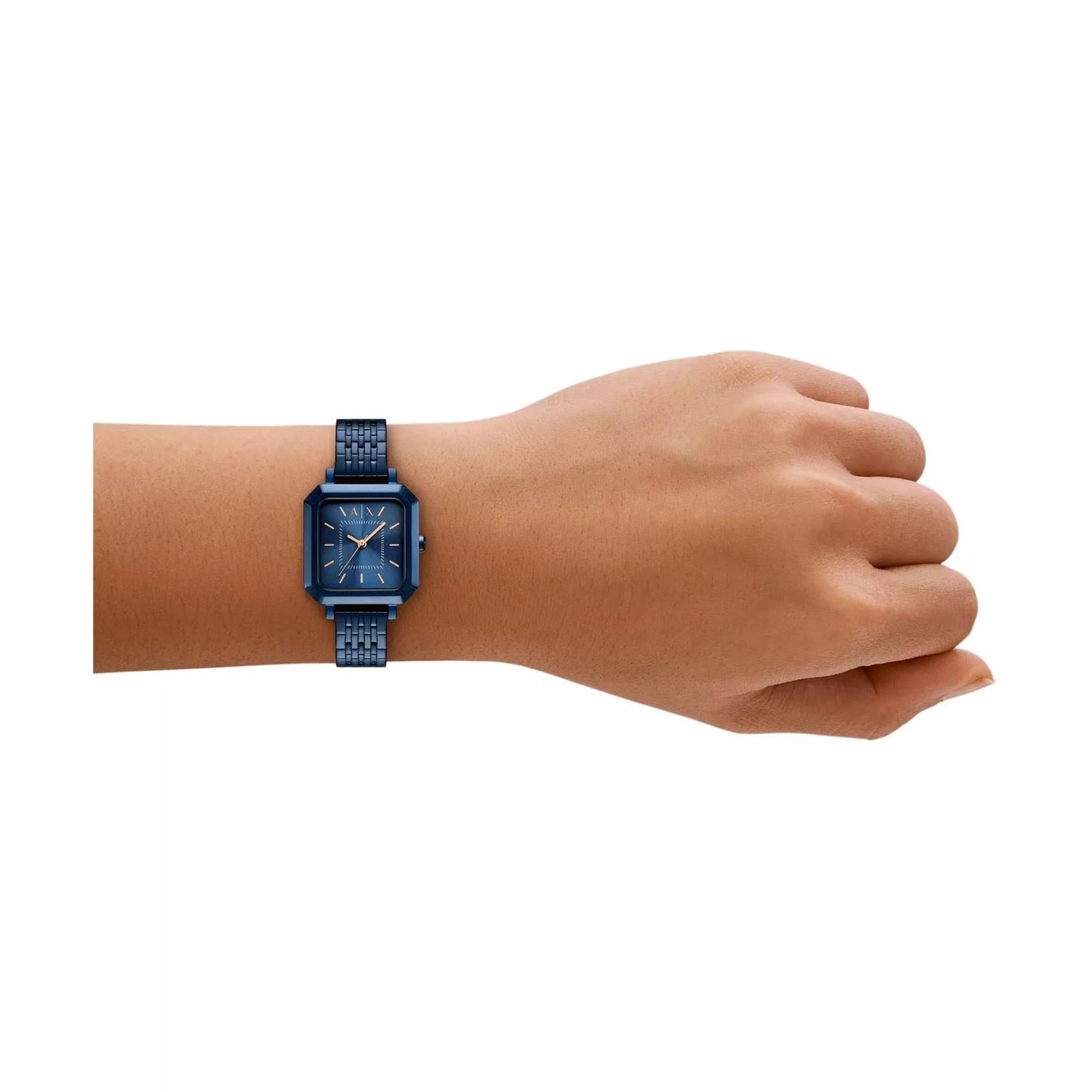 Armani Exchange Leila 27mm Blue Dial Steel Ladies Quartz Watch AX5730