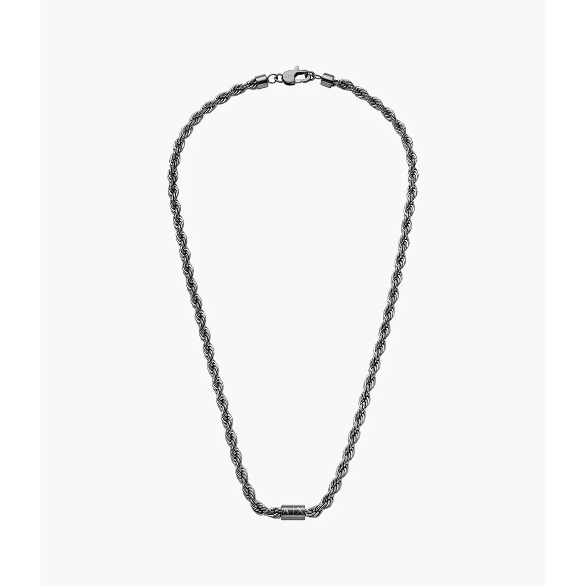 Armani Exchange Gunmetal Stainless Steel Chain Necklace AXG0163060
