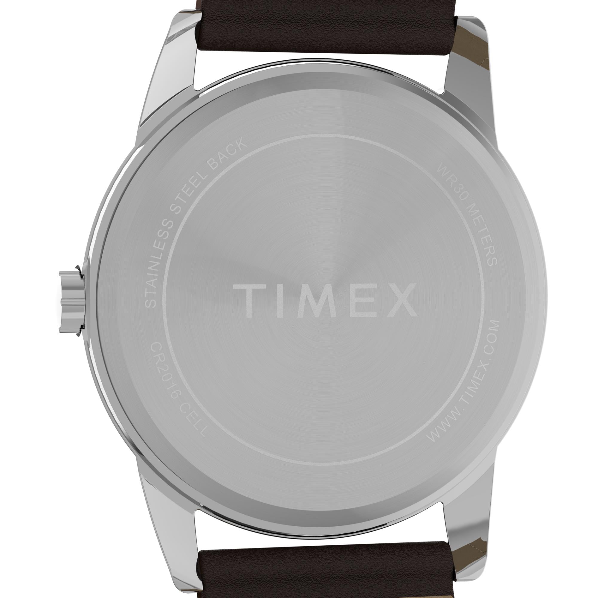 Timex Easy Reader 38mm White Dial Leather Mens Quartz Watch TW2Y12600
