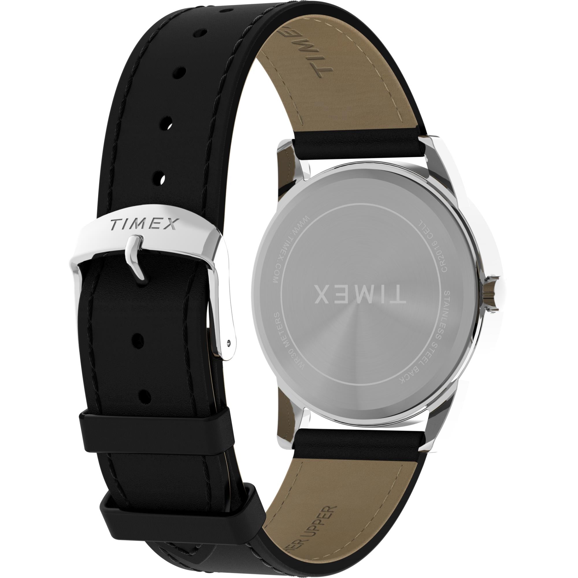 Timex Easy Reader 38mm Black Dial Leather Mens Quartz Watch TW2Y12800
