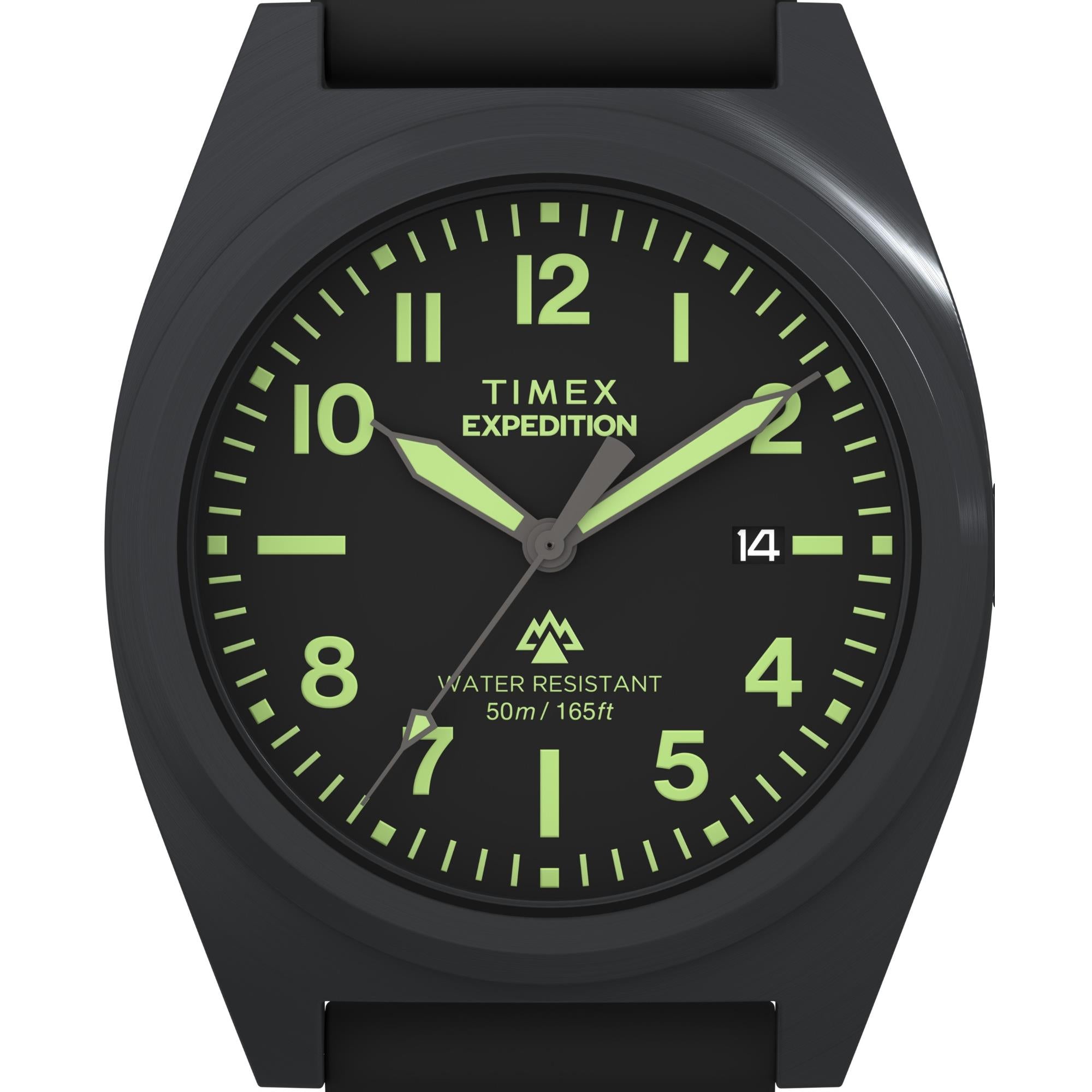 Timex Expedition 39mm Schwarzes Zifferblatt Silikon Herren Quarz Uhr TW2Y18100