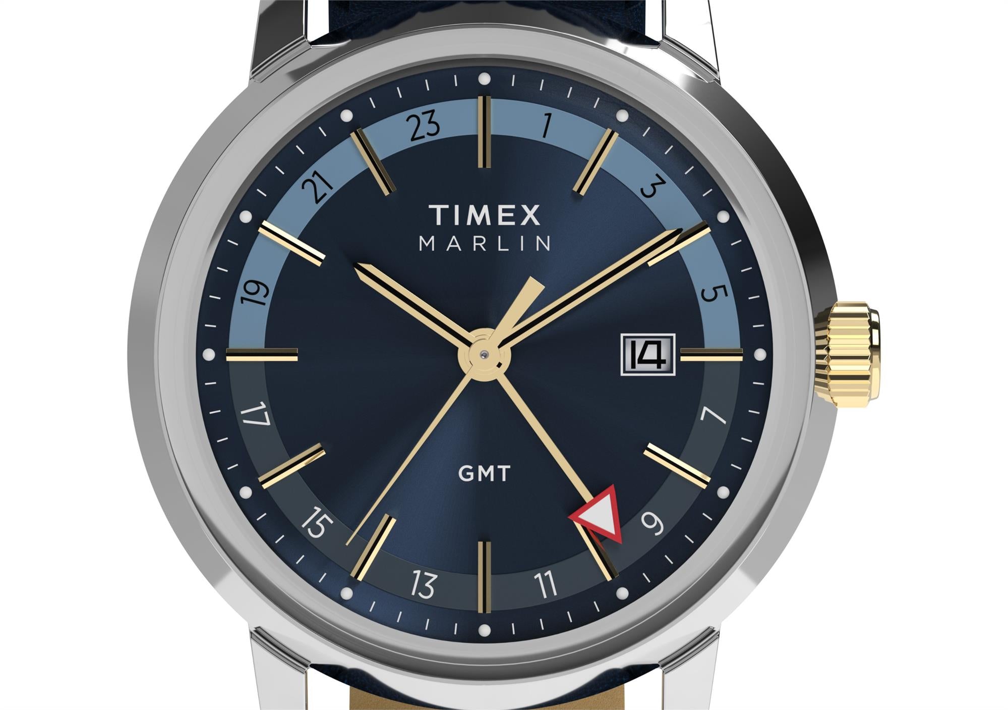 Timex Marlin 40mm Blaues Zifferblatt Leder Herren Quarz Uhr TW2Y47900